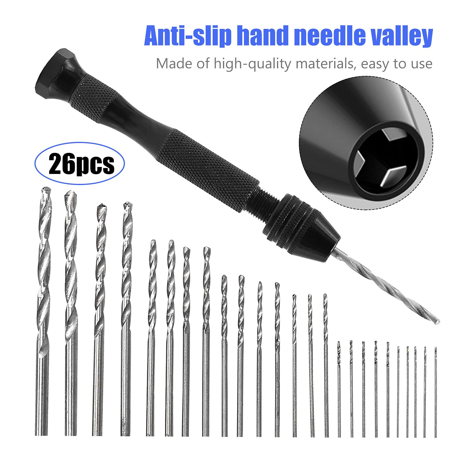 Mini Hand Drill Set for Crafting - Pin Vise, Twist Drill & Bench Vise - Perfect for Jewelry Making, Wood Carving & DIY Projects - Compact Modeling Tool for Hobbyists & Professionals