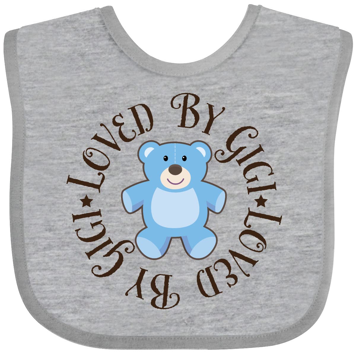 Inktastic Loved By Gigi Baby Boy Bib - Soft Cotton Drool Bibs for Infants & Toddlers, Cute Unisex Feeding Bibs for Mealtime, Playtime & Photo Shoots
