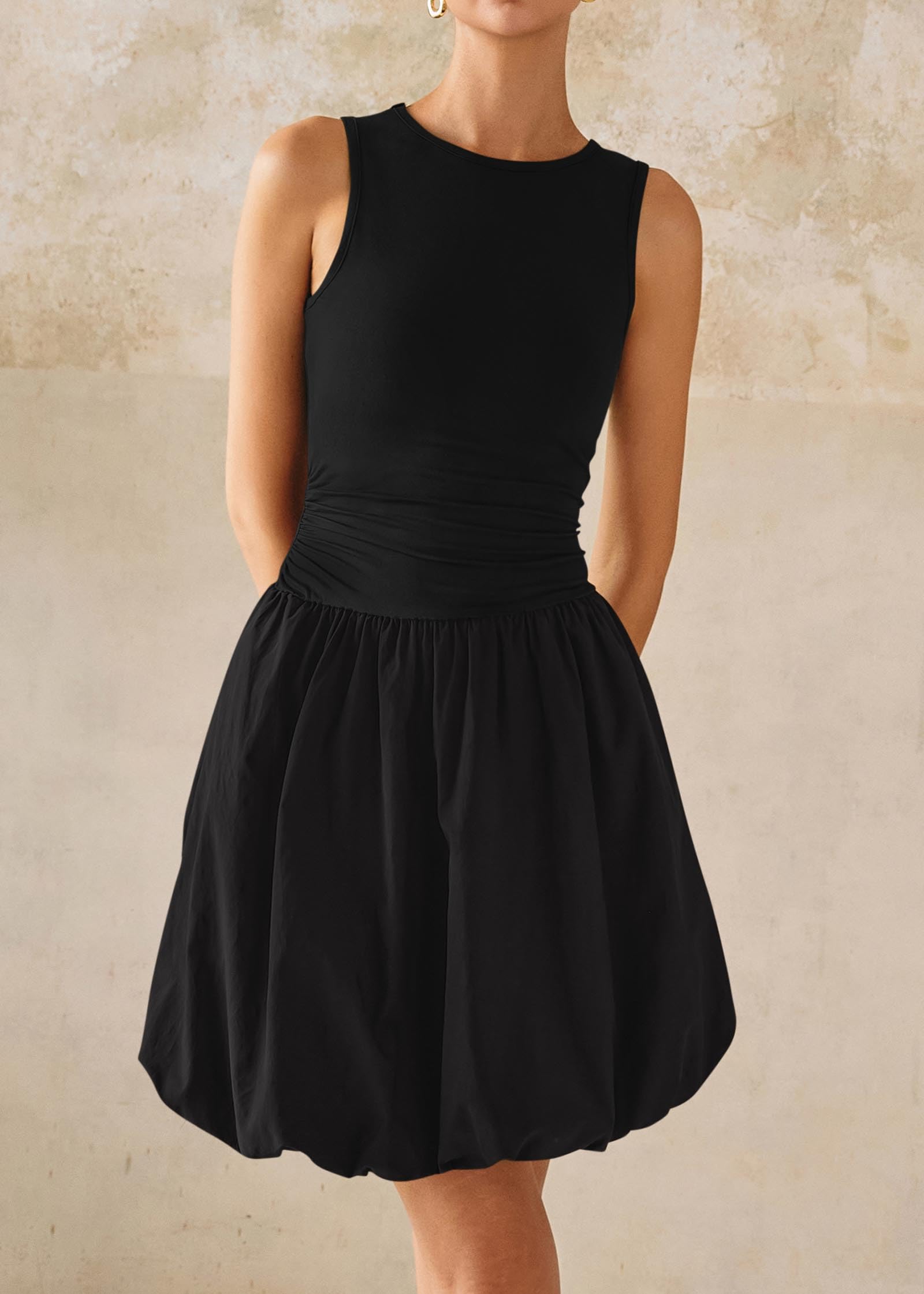 KIRUNDO Women's Summer Bubble Dress 2025 - Casual Mini Bodycon Cocktail Dress, Sleeveless Drop Waist Sundress for Beach, Party & Spring Outfits | Perfect for Vacation, Date Night & Summer Events