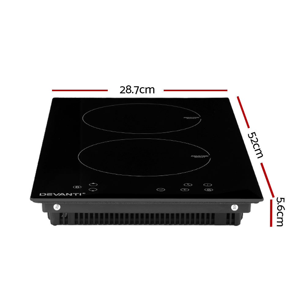 Devanti 30cm Induction Cooktop - Portable Electric Stove with 10 Power Levels, Fast Heating & Safety Lock - Perfect for Home, Kitchen, Camping & RV Cooking