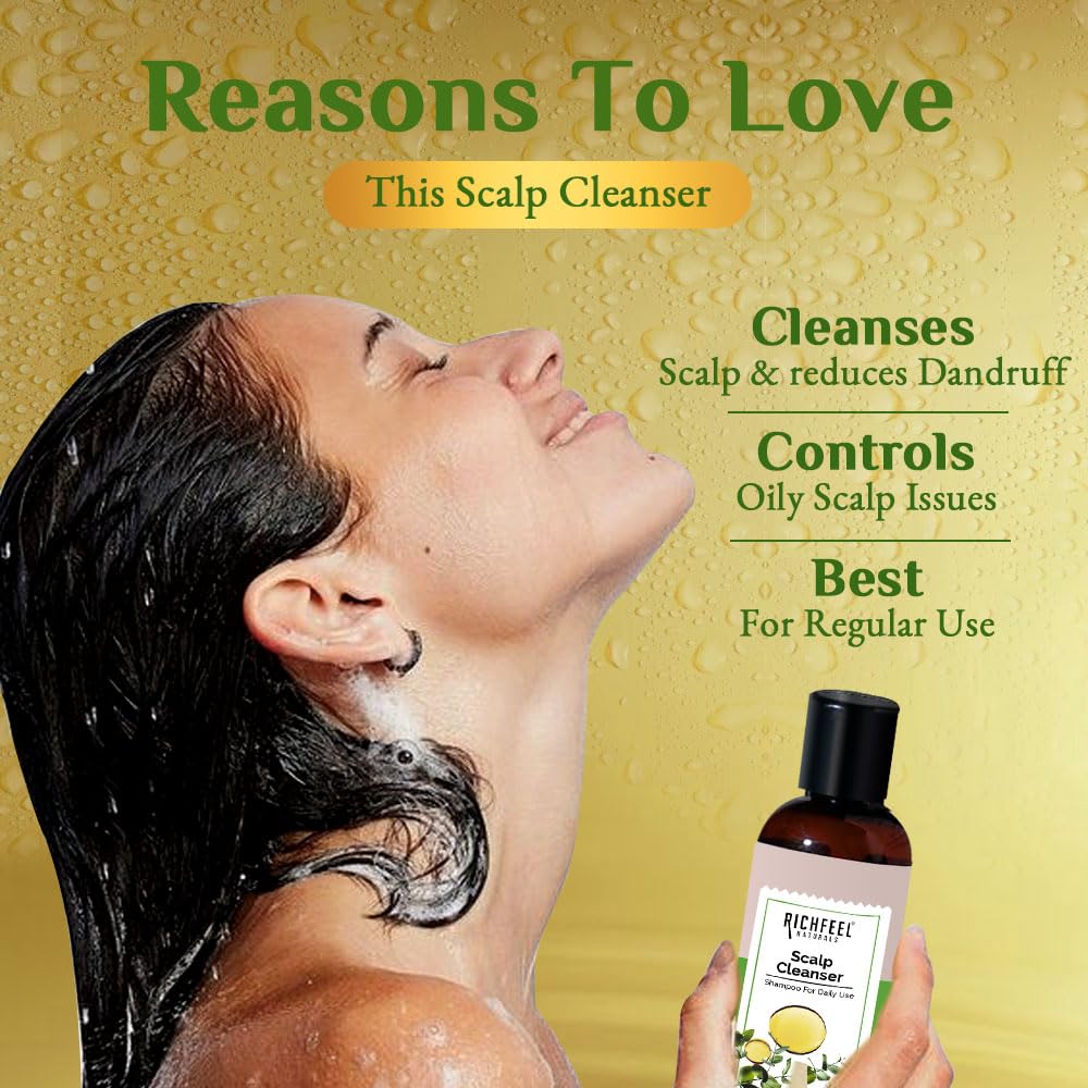 Richfeel Scalp Cleanser Hair Shampoo 100ml - Nourishing Treatment for Dull, Damaged & Dry Hair - Reduces Itchiness & Promotes Healthy Scalp | Perfect for Daily Hair Care & Scalp Refreshment