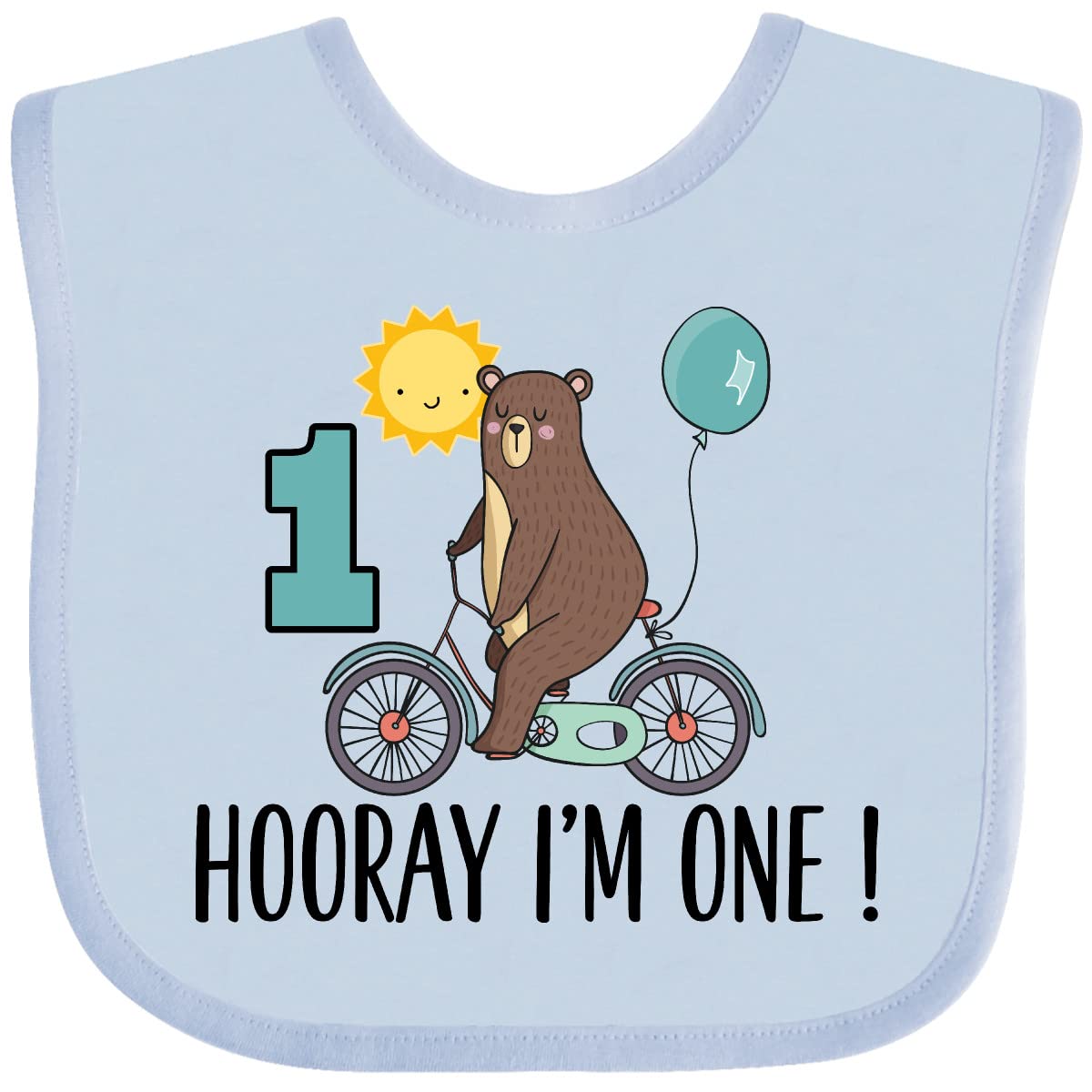 1st Birthday Bear on Bicycle Baby Bib - Adorable 1 Year Old Birthday Gift for Boys & Girls - Perfect for Birthday Parties, Photo Shoots & Special Occasions