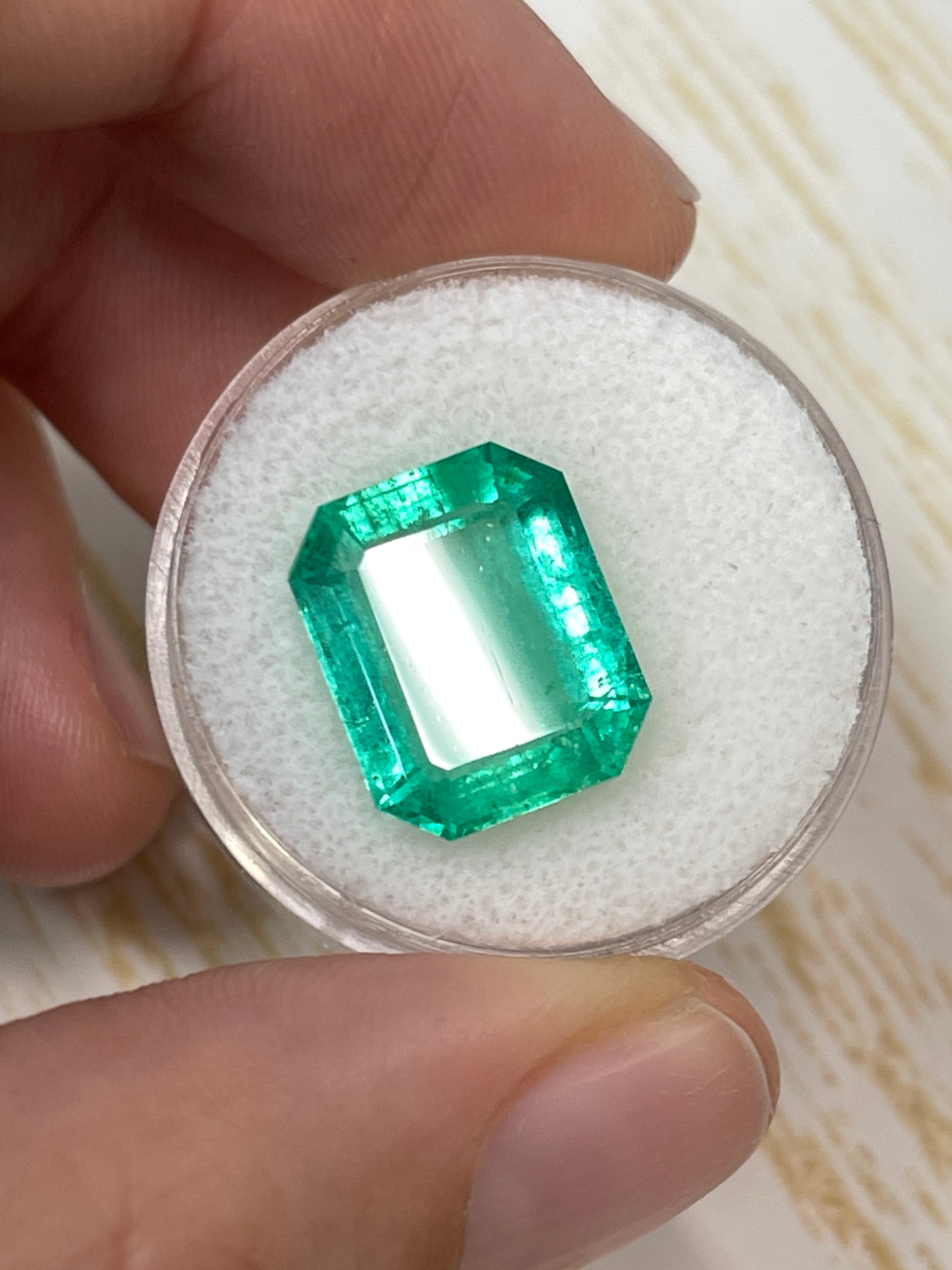 8.20 Carat 14x11.4mm Medium Green Colombian Emerald Cut Loose Gemstone - Perfect for Engagement Rings, Fine Jewelry & Collector's Pieces