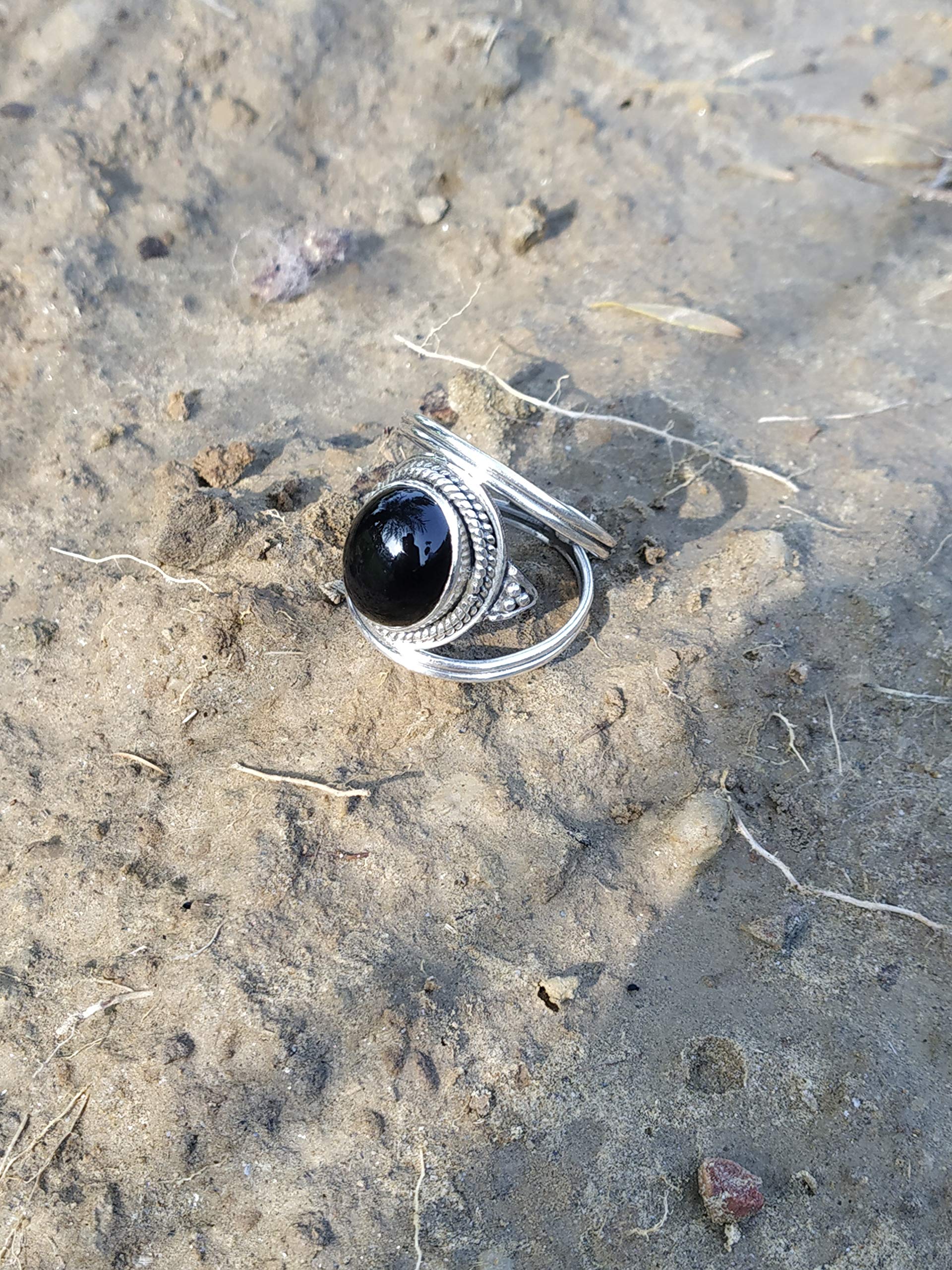 925 Sterling Silver Black Onyx Ring - Handcrafted Boho Gypsy Wedding Gift, Promise Ring & December Birthstone Jewelry for Bridesmaids | Unique Artisan Designer Ring for Women, Anniversary & Special Occasions