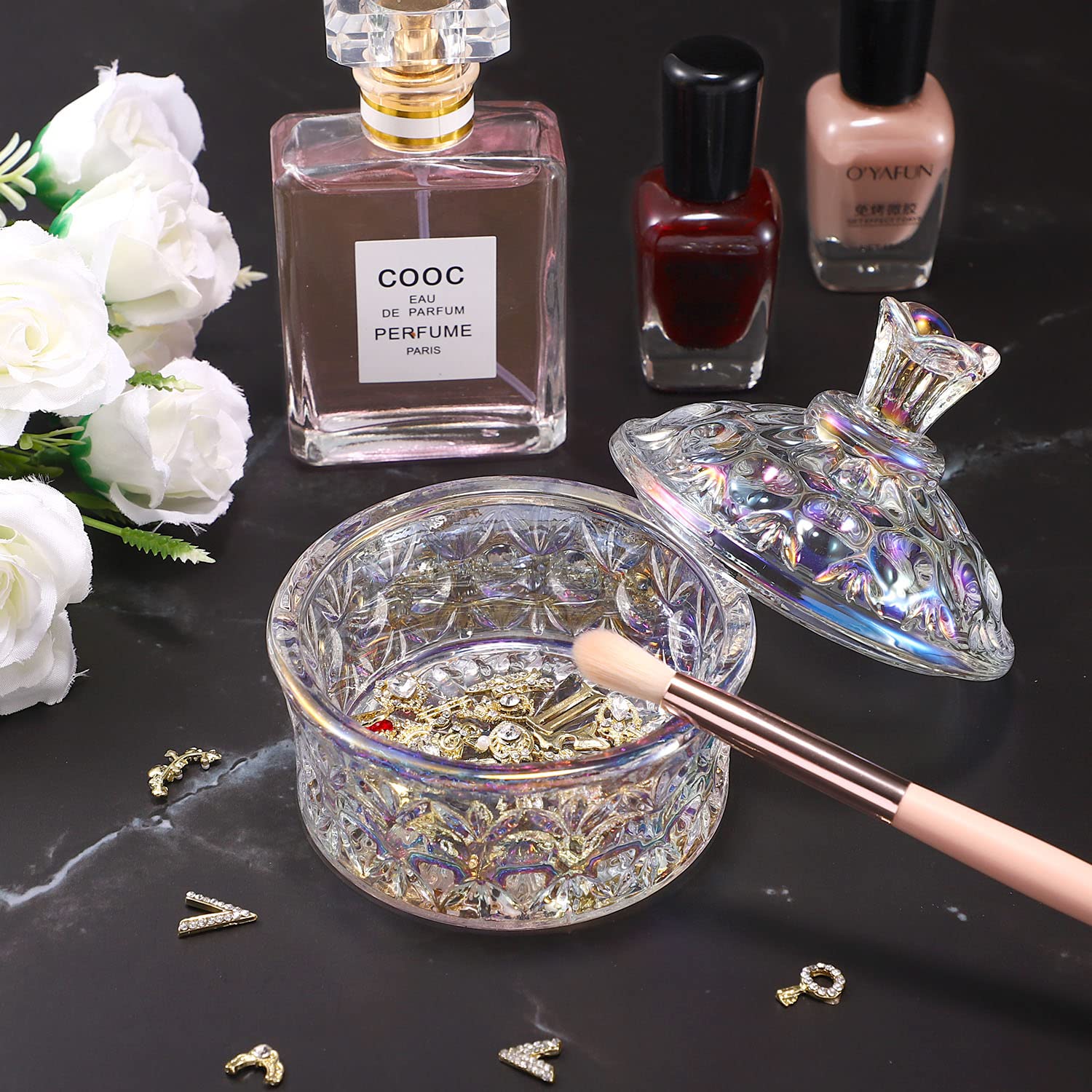 Noverlife Glass Dappen Dish with Lid - Crystal Nail Art Bowl for Acrylic Liquid & Powder, Monomer Holder for Professional Manicure & Nail Decor | Perfect for Salon, Home DIY Nail Care & Professional Nail Technicians