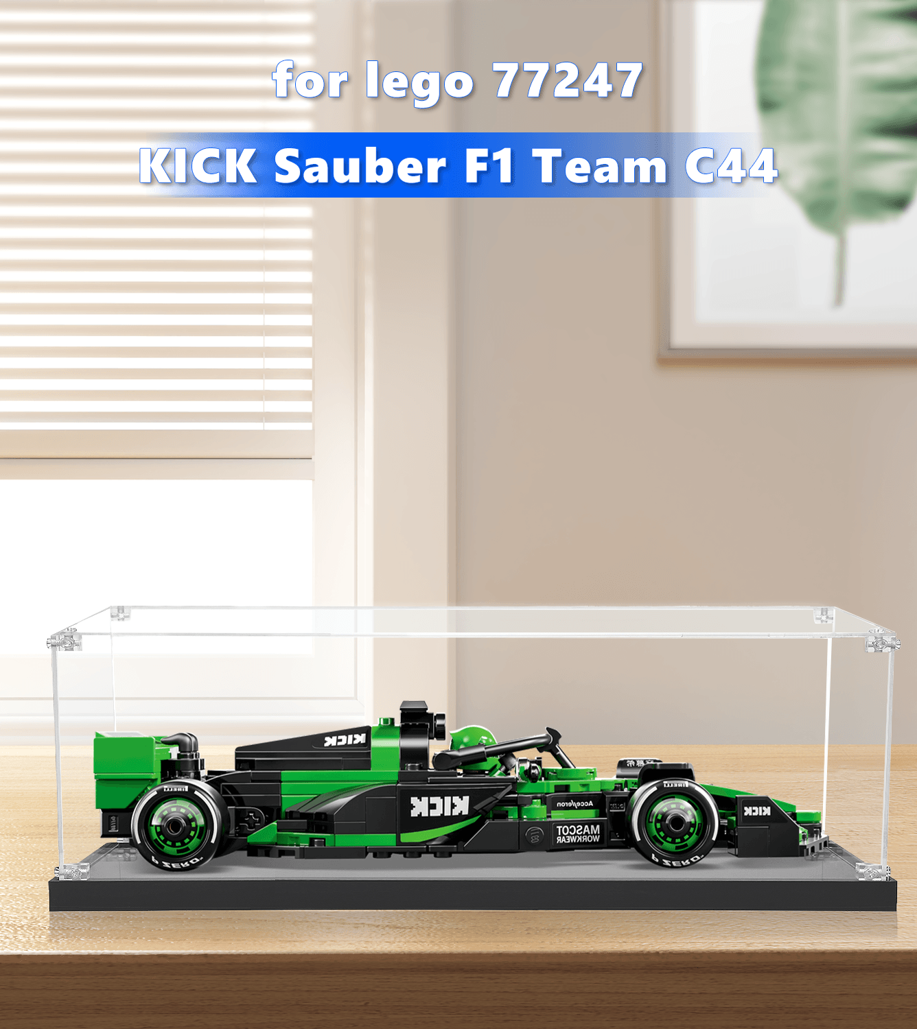 LEGO HICK Sauber F1 Team C44 Display Case (1:32 Scale) - Protective Showcase for 77247 Model Car - Perfect for Collectors & Home/Office Decor