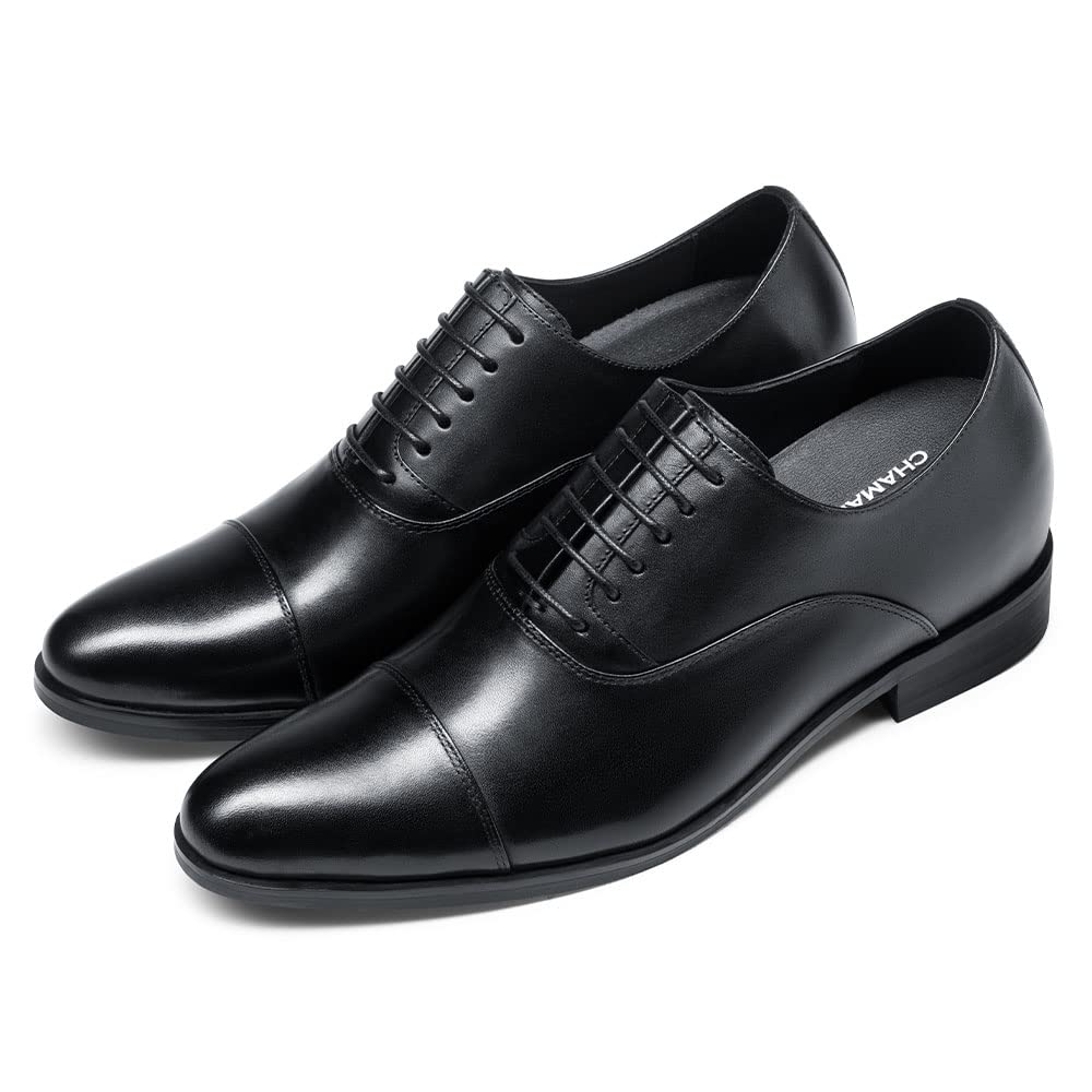 CHAMARIPA Men's Elevator Shoes - Leather Dress Shoes with Hidden Height Increase for Formal & Business Occasions - Comfortable & Stylish for Work, Weddings & Special Events
