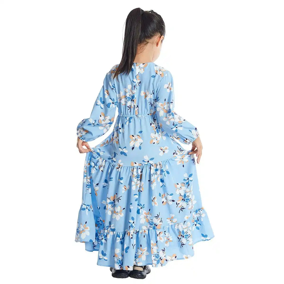 Elegant Floral Printed Middle Eastern Arab Abaya Dress for Women - Modest Islamic Fashion #25621 | Perfect for Prayer, Eid, and Special Occasions