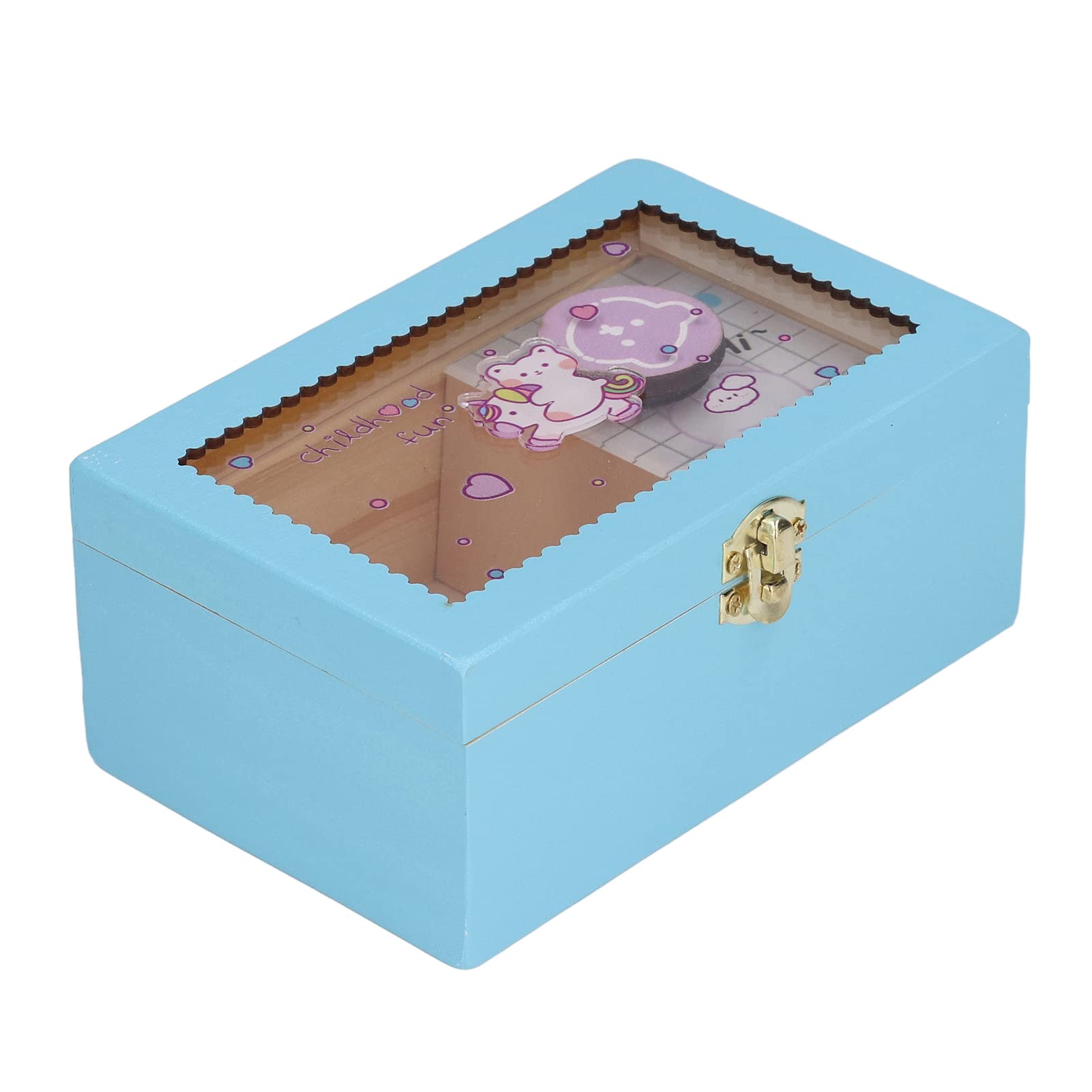 Elegant Music Jewelry Box for Kids - Decorative Storage with Blue Bear Design, Perfect for Bedroom Decor & Gift Giving