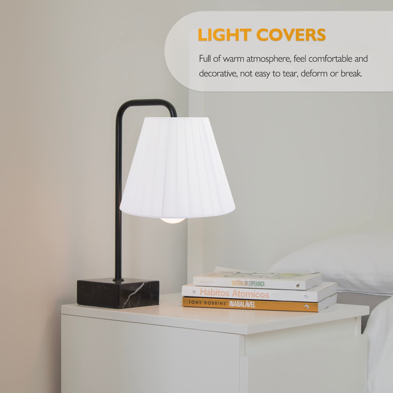 OSALADI White Fabric Lampshade - Floor Drum, Bell, Wall Sconce & Chandelier Cover - Removable Petal Design for Desk & Ceiling Lights - E27 Base - Perfect for Living Room, Bedroom & Office Decor