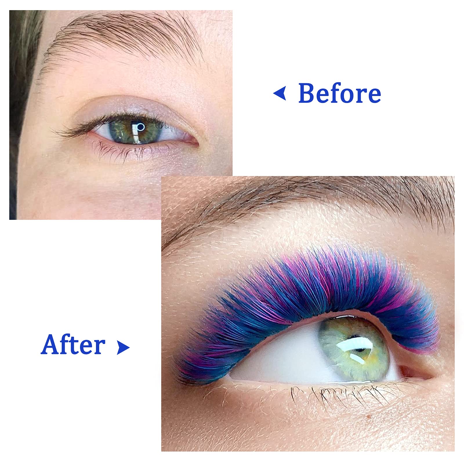 Premium Blue Colored Lash Extensions - 0.07 C Curl 9-16mm Mixed Length 3D/5D-20D Volume Lashes - Easy Fan Self-Blooming Eyelash Extensions for Dramatic Eye Makeup - Perfect for Parties, Halloween, Cosplay & Special Occasions