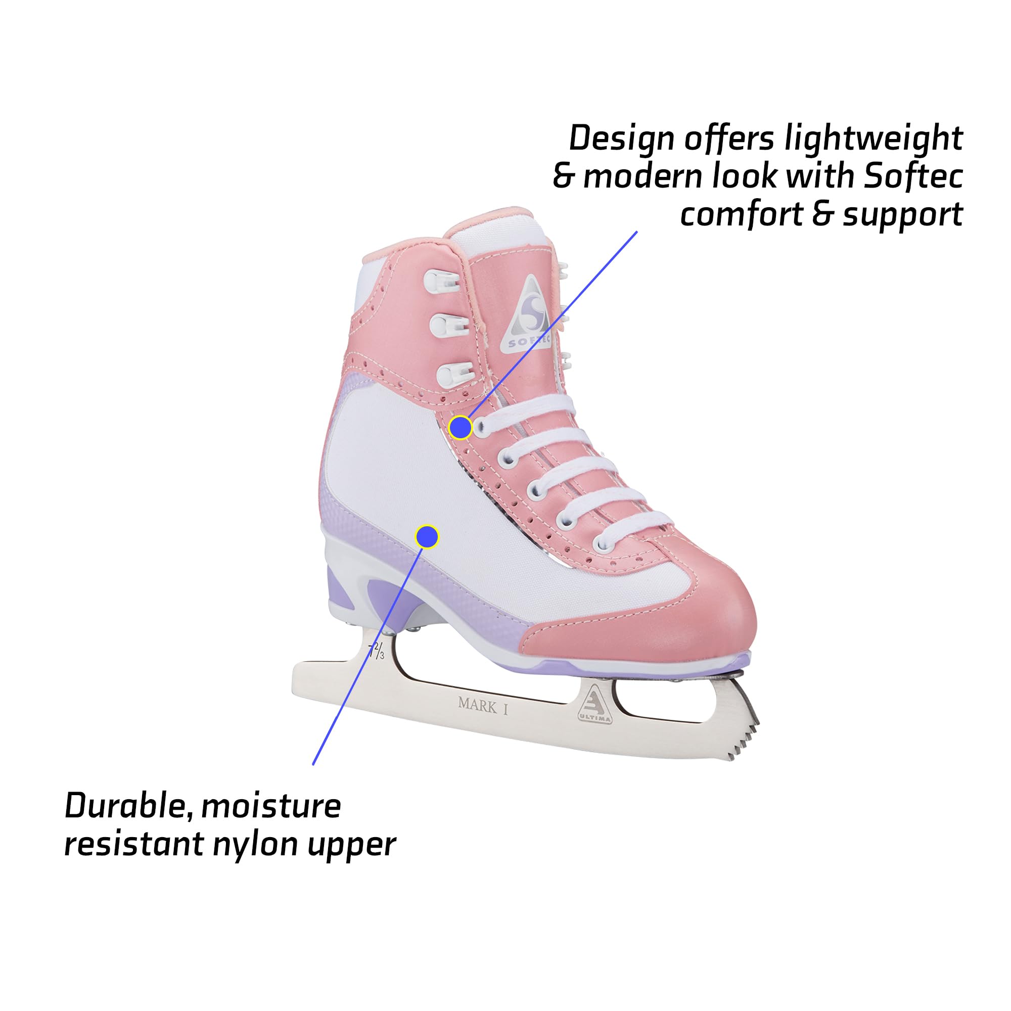 Jackson Ultima Softec Vista Women's & Girls Figure Ice Skates - Size 1.0 for Beginners & Recreational Skating - Perfect for Ice Rinks & Winter Sports