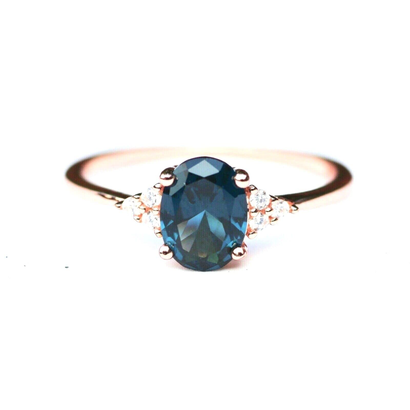 Lab-Created London Blue Topaz Ring in Rose Gold - December Birthstone Jewelry for Women, Perfect for Gifts, Anniversaries & Special Occasions