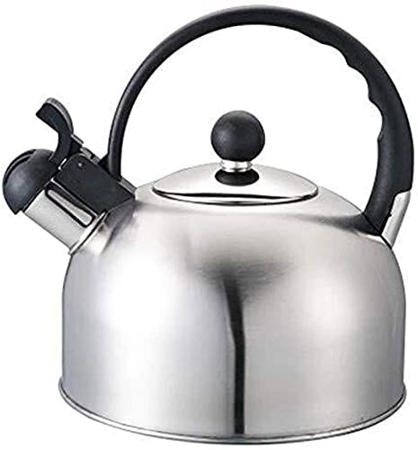 Stainless Steel Whistling Electric Kettle - Induction & Gas Compatible - Camping, Home & Office Use - Silver Coffee/Tea Pot for Stovetop & Outdoor Cooking