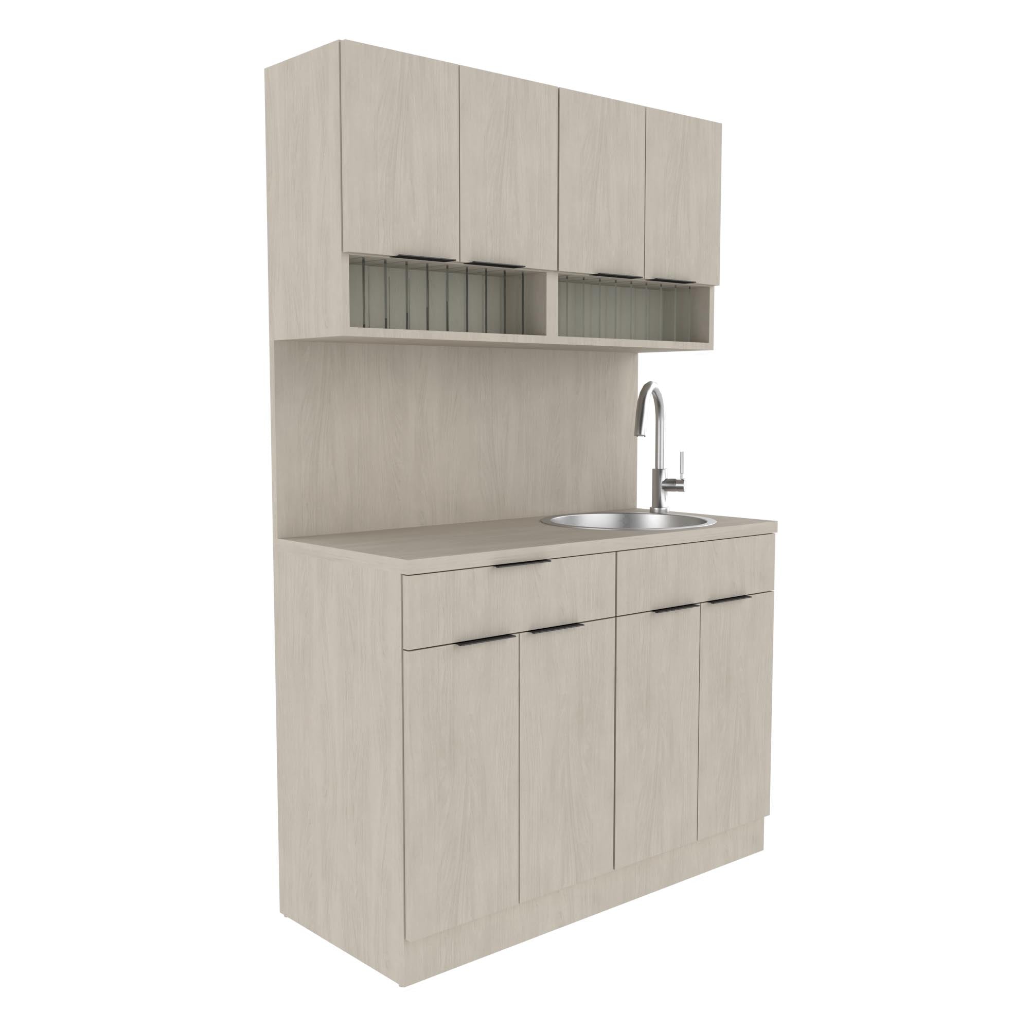48 Config B Color Dispensary with Sink & Storage Combo - Professional Salon Hair Color Station with Adjustable Shelves & Cubbies - Perfect for Beauty Salons, Barber Shops & Home Stylists