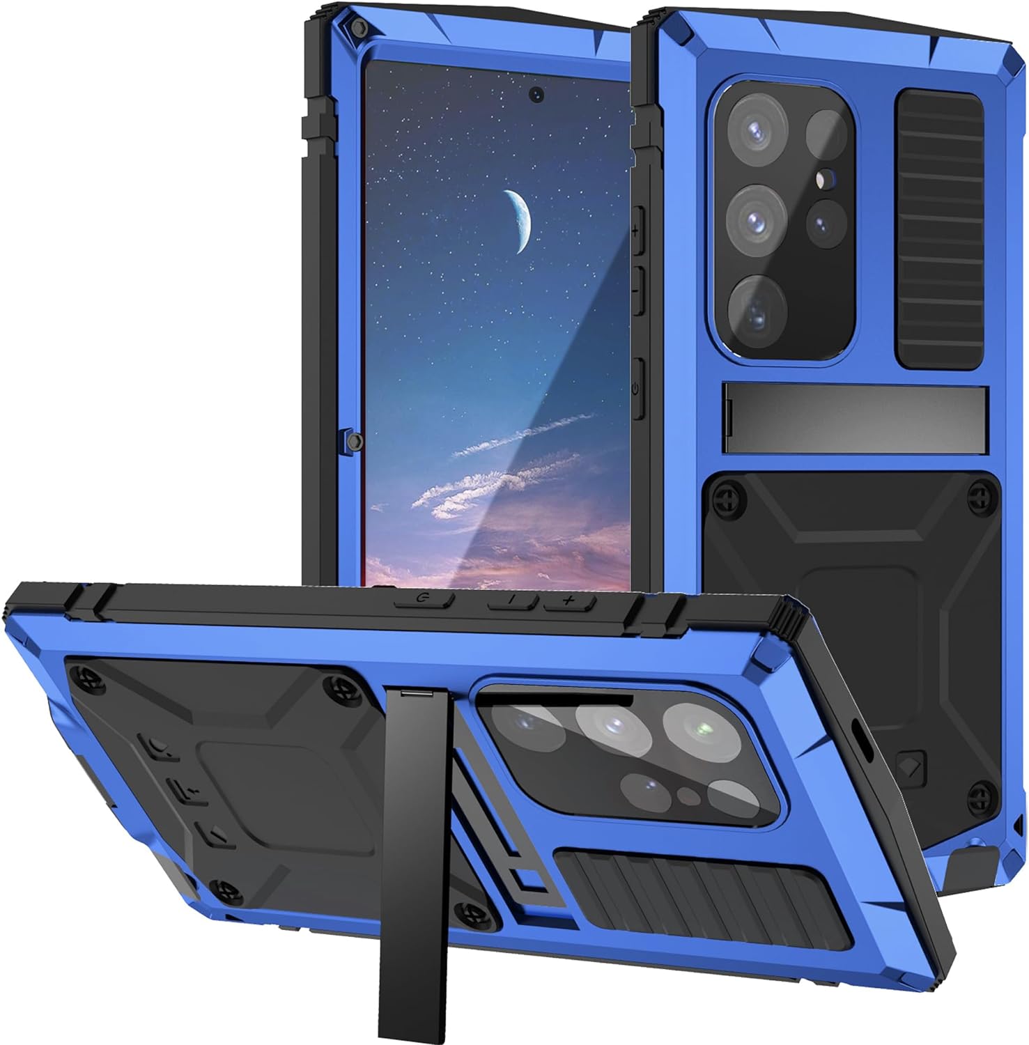 Samsung Galaxy S24 Ultra Rugged Metal Case with Kickstand - Heavy Duty Protection for Work, Travel & Outdoor Activities