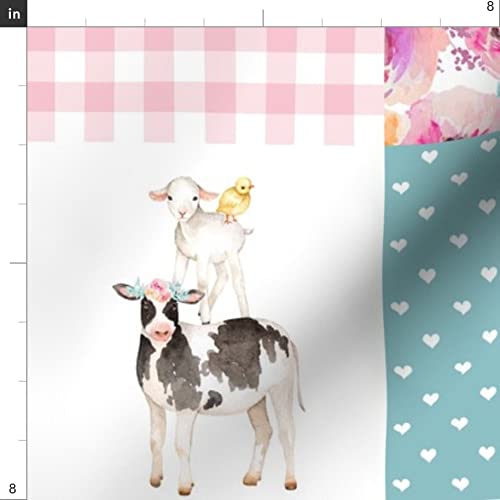 Farm Life Cows Animals Cheater Quilt Fabric - Soft Minky Printed Fabric by The Yard for Baby Blankets, Quilt Backing & Sewing Projects - Perfect for Nursery Decor, DIY Baby Gifts & Plush Toys