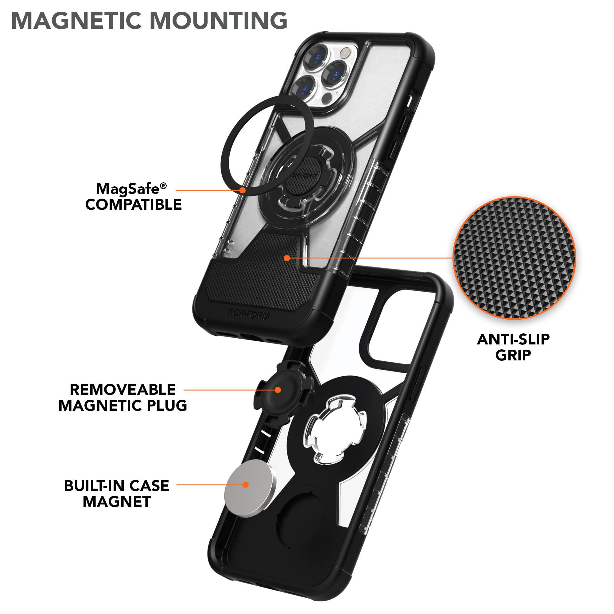Rokform Crystal Clear Case for iPhone 13 Pro Max with Motorcycle Handlebar Mount - Shockproof Protective Phone Cover for Biking, Commuting & Outdoor Adventures