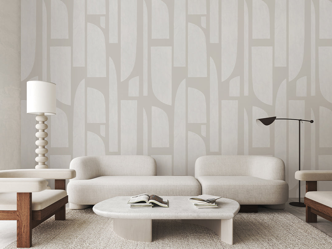 Modern Neutral Geometric Shapes Wall Mural - Peel and Stick Wallpaper for Living Room, Bedroom, Nursery - Self-Adhesive Home Decor (CCM159)