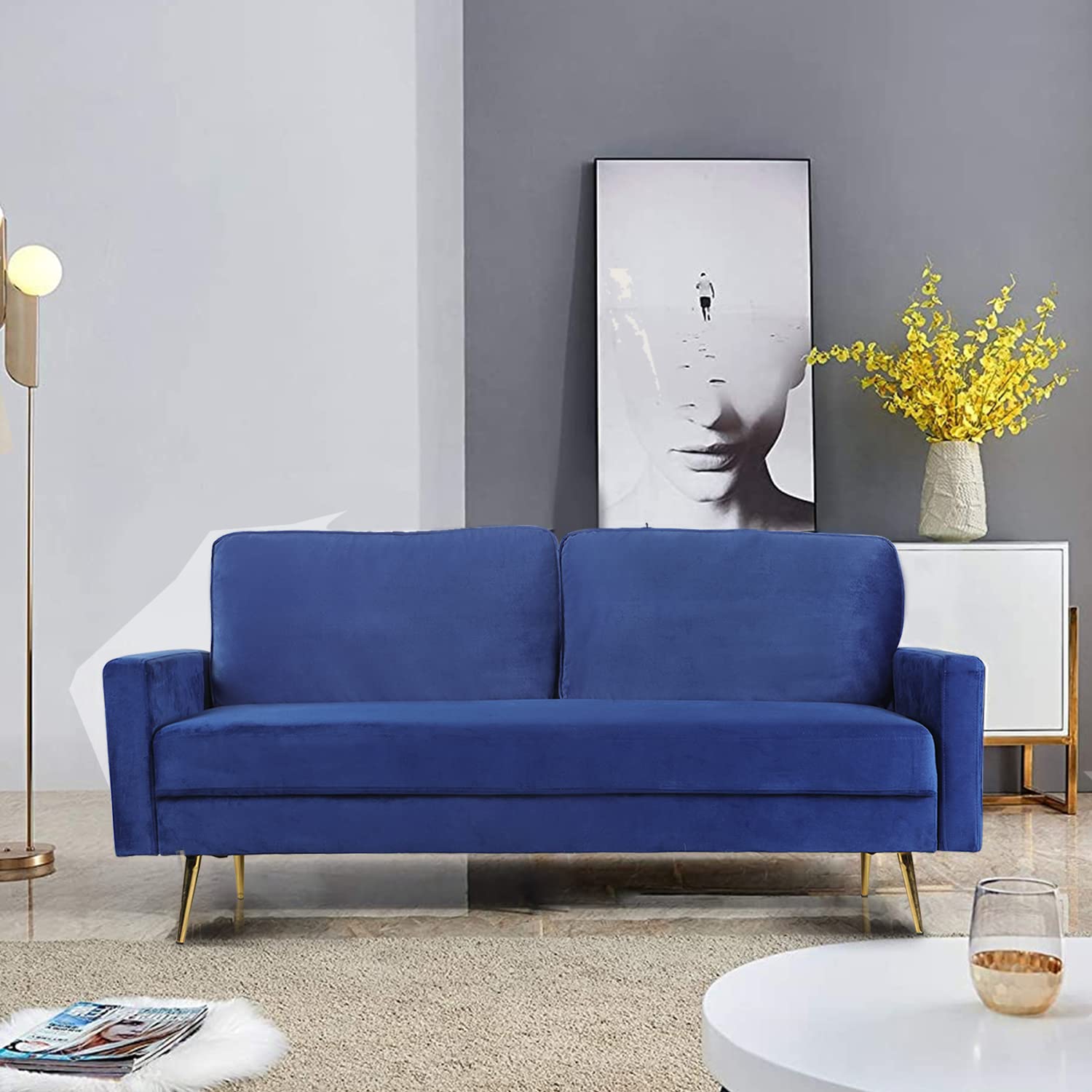 Luxury Velvet Loveseat Sofa - 70.47