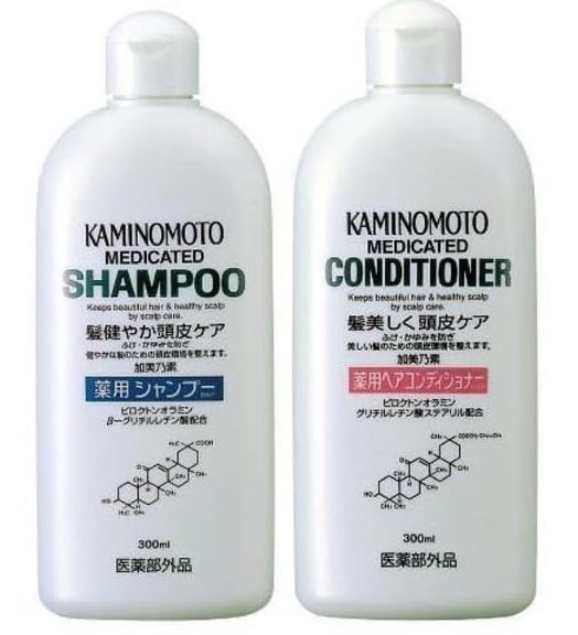 Kaminomoto Medicated Scalp Shampoo & Conditioner Set - 10.14 fl oz (300ml) Each - Japanese Hair Care for Dry, Itchy Scalp - Promotes Healthy Hair Growth - Ideal for Dandruff & Scalp Irritation Relief