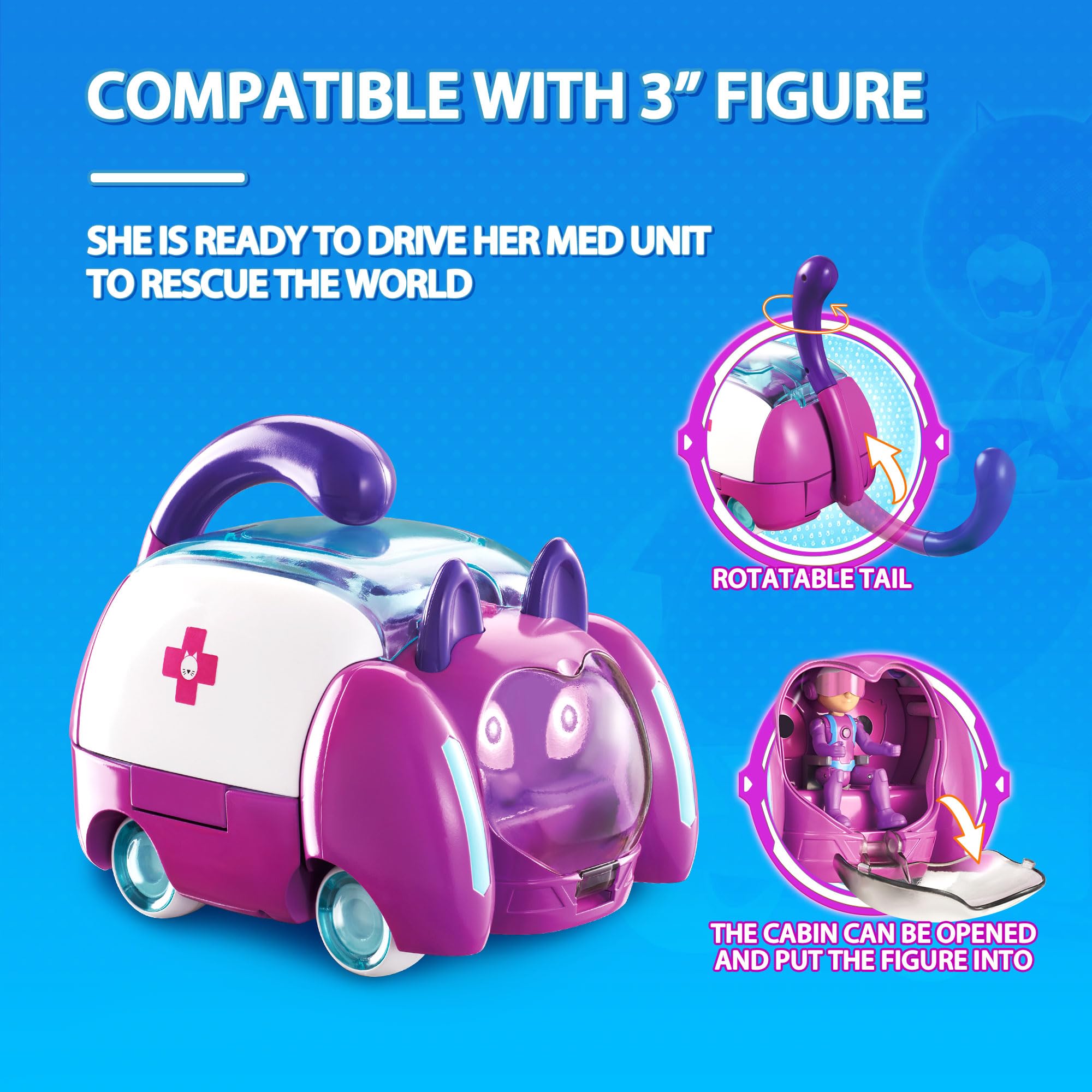 Petronix Defenders Deluxe Transforming Med Unit & Emma - Cat to Hospital Playset with 3