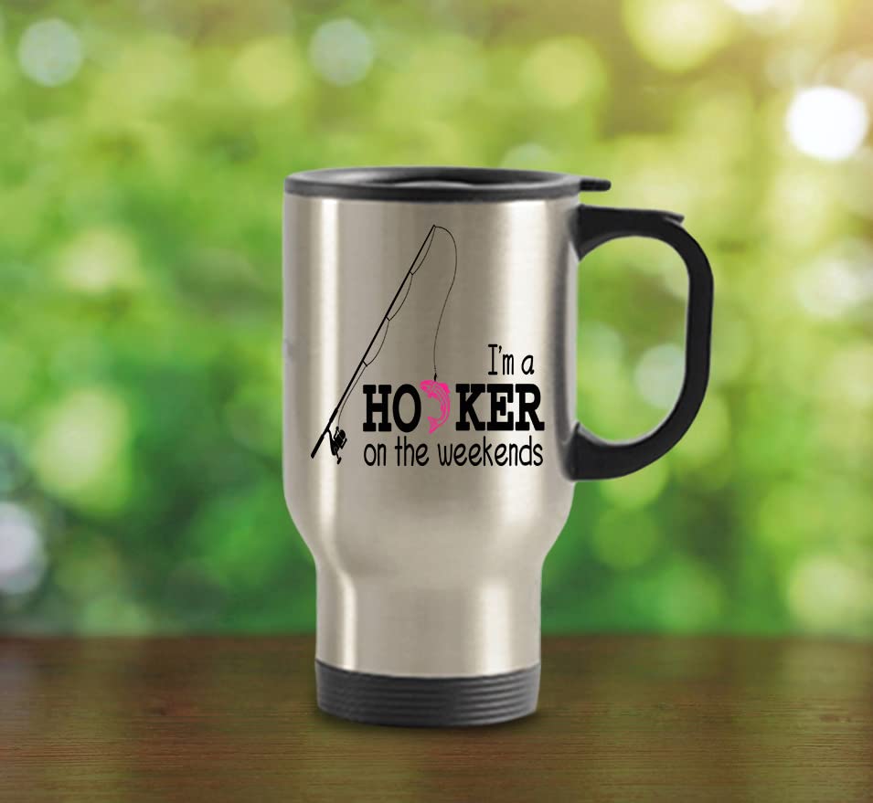 Fishing Travel Mug - Insulated Coffee Tumbler with Lid for Camping, Outdoor & Birthday Gifts | Perfect for Anglers, Weekend Fishing Trips & Outdoor Adventures