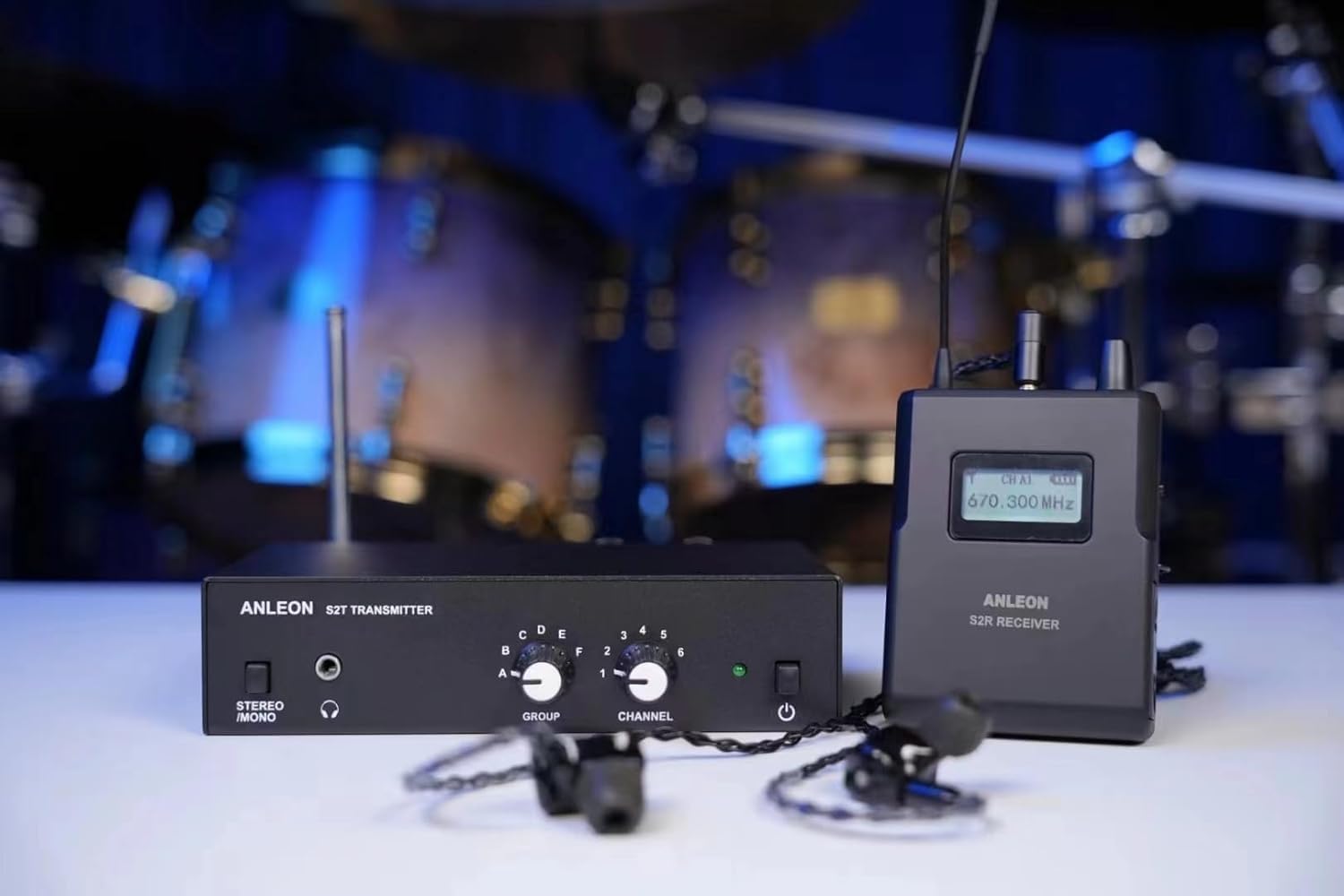 ANLEON S2 UHF Stereo Wireless In-Ear Monitor System (561-568MHz) with 1 Transmitter & 1 Receiver - Perfect for Live Performances, Studio Recording & Stage Monitoring