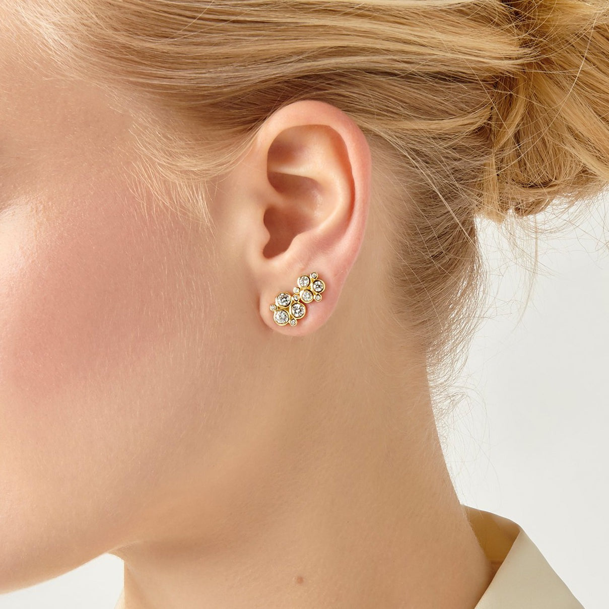 Temple St. Clair Classic Diamond Trio Stud Earrings - 14K Gold Luxury Jewelry for Women - Perfect for Weddings, Parties & Special Occasions