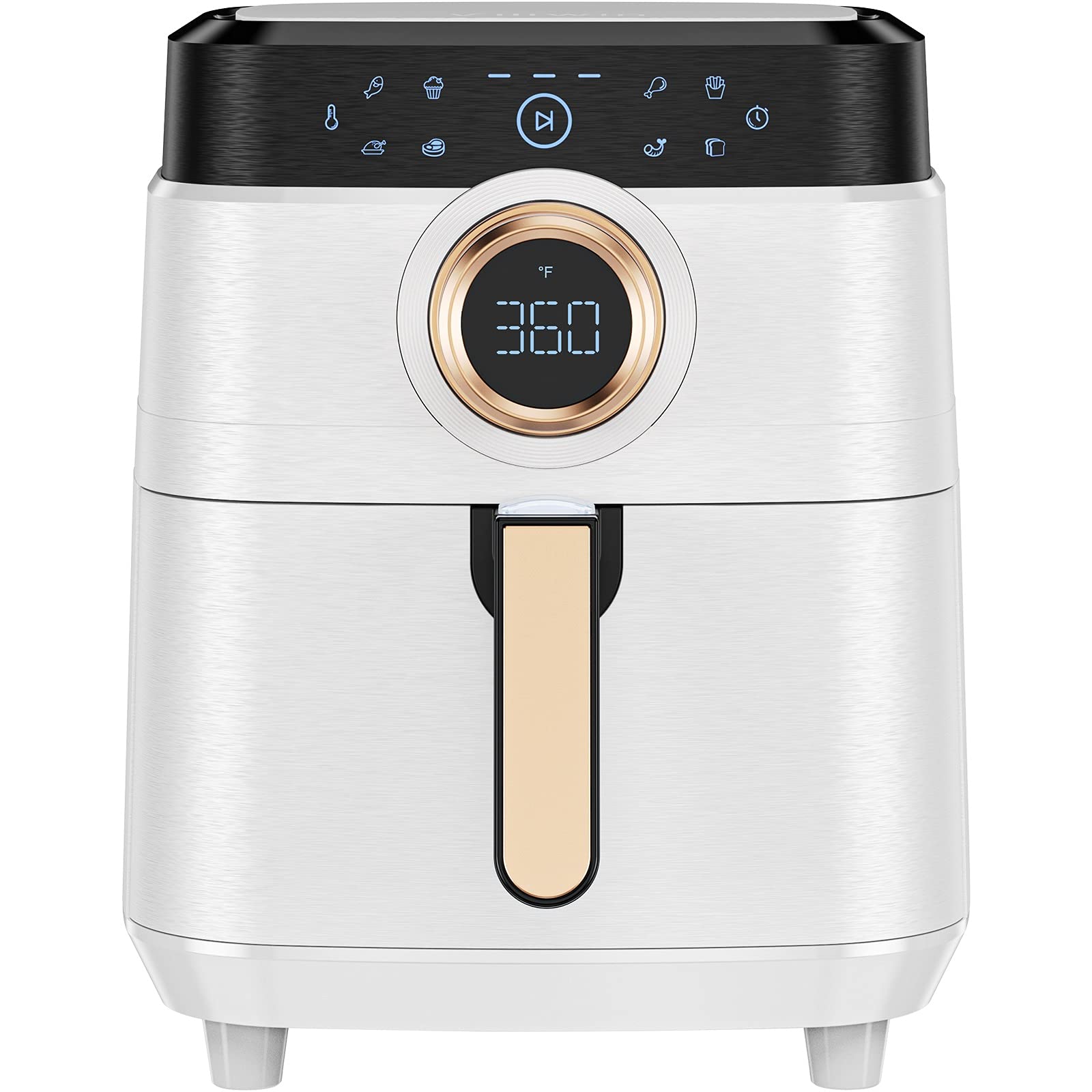 ALLCOOL 8QT Large 1700W Air Fryer Oven with Touch Screen - 8-in-1 Multi-Function Countertop Convection Oven, Dishwasher Safe Nonstick Basket, 36 Recipes Included, BPA & PFOA Free (White) - Perfect for Healthy Frying, Baking, Roasting, and Reheating Meals for Families