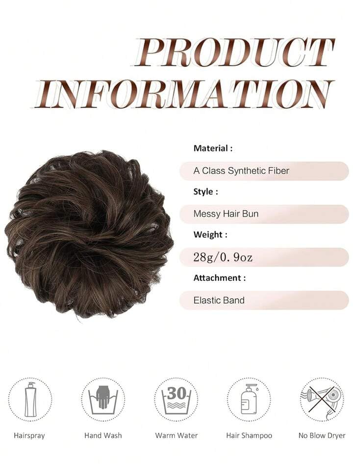 BShine 1PCS Messy Bun Hair Extension with Elastic Band - Synthetic Hair Scrunchies for Women & Girls (Brown, 40g) - Perfect for Parties, Weddings & Everyday Styling