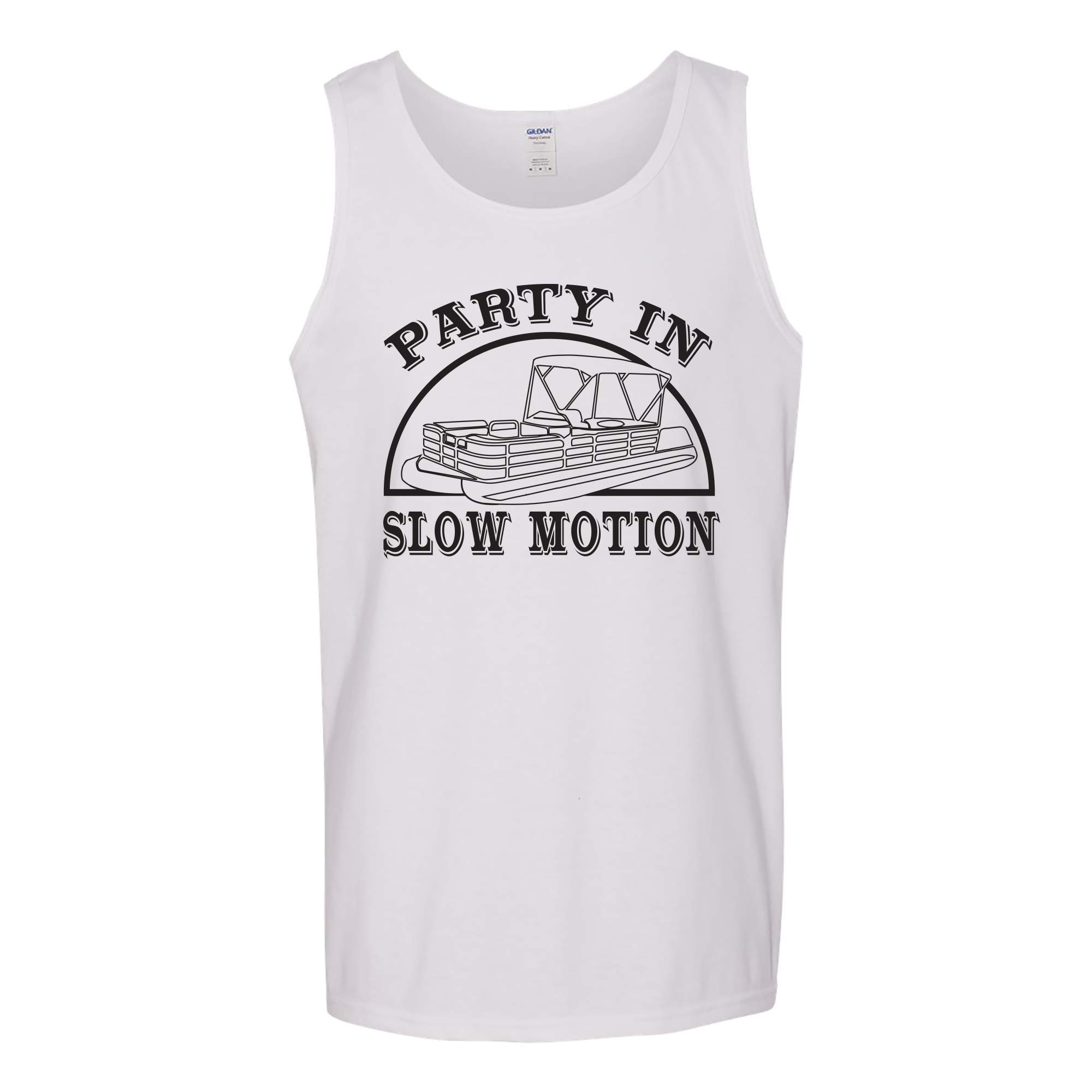 Funny Summer Lake Life Pontoon Boat Tank Top - Party in Slow Motion Graphic Tee for Women | Perfect for Boat Parties, Beach Vacations & Northern Getaways
