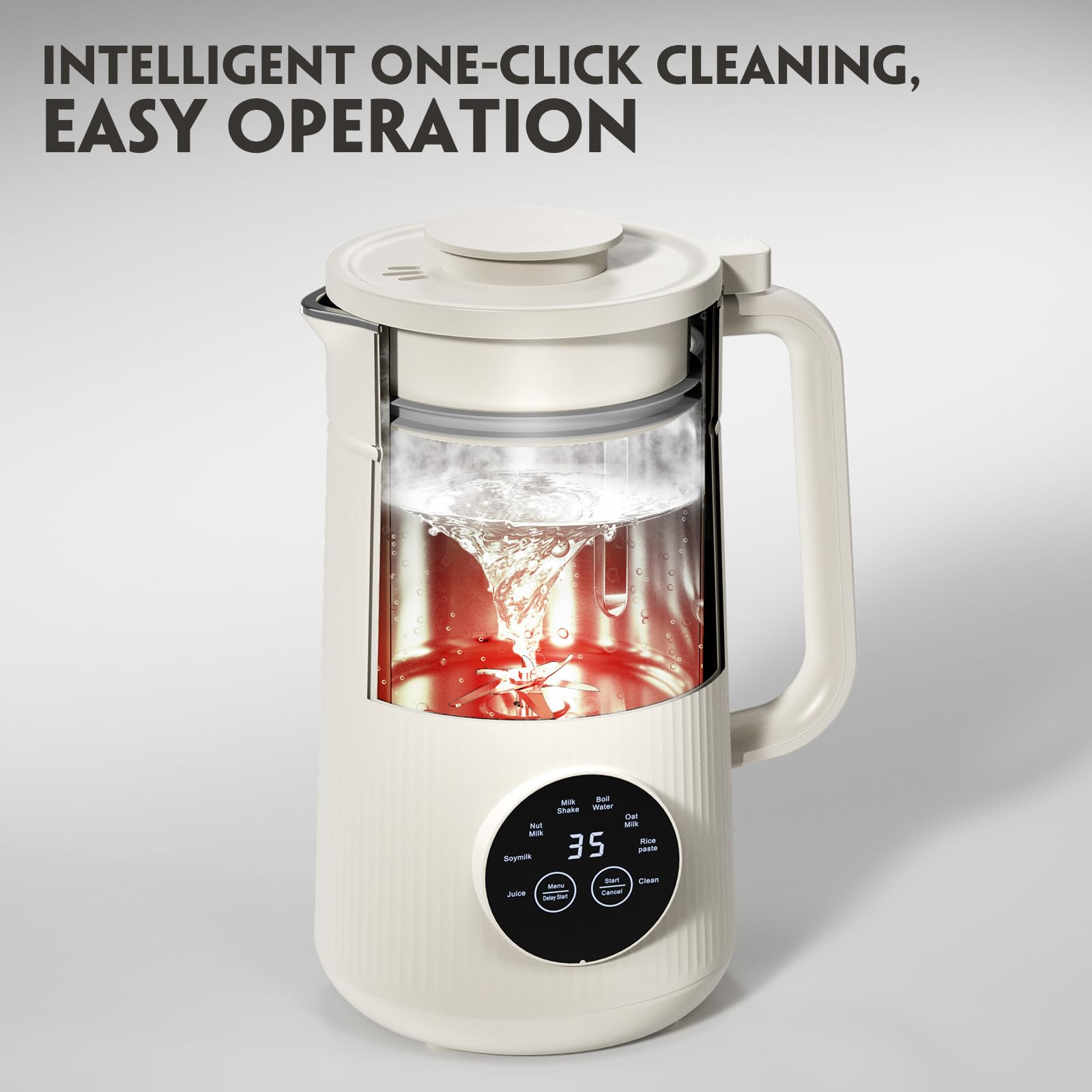Automatic Nut Milk Maker Machine - 35oz/1000ml Multi-Functional Soybean Milk Maker with 10 Blades for Almond, Oat, Cashew Milk | Dairy-Free, Vegan, Plant-Based Beverage Maker with 12h Timer, Auto-Clean & 2h Keep Warm | Perfect for Home Kitchen, Healthy Breakfast & Vegan Lifestyle