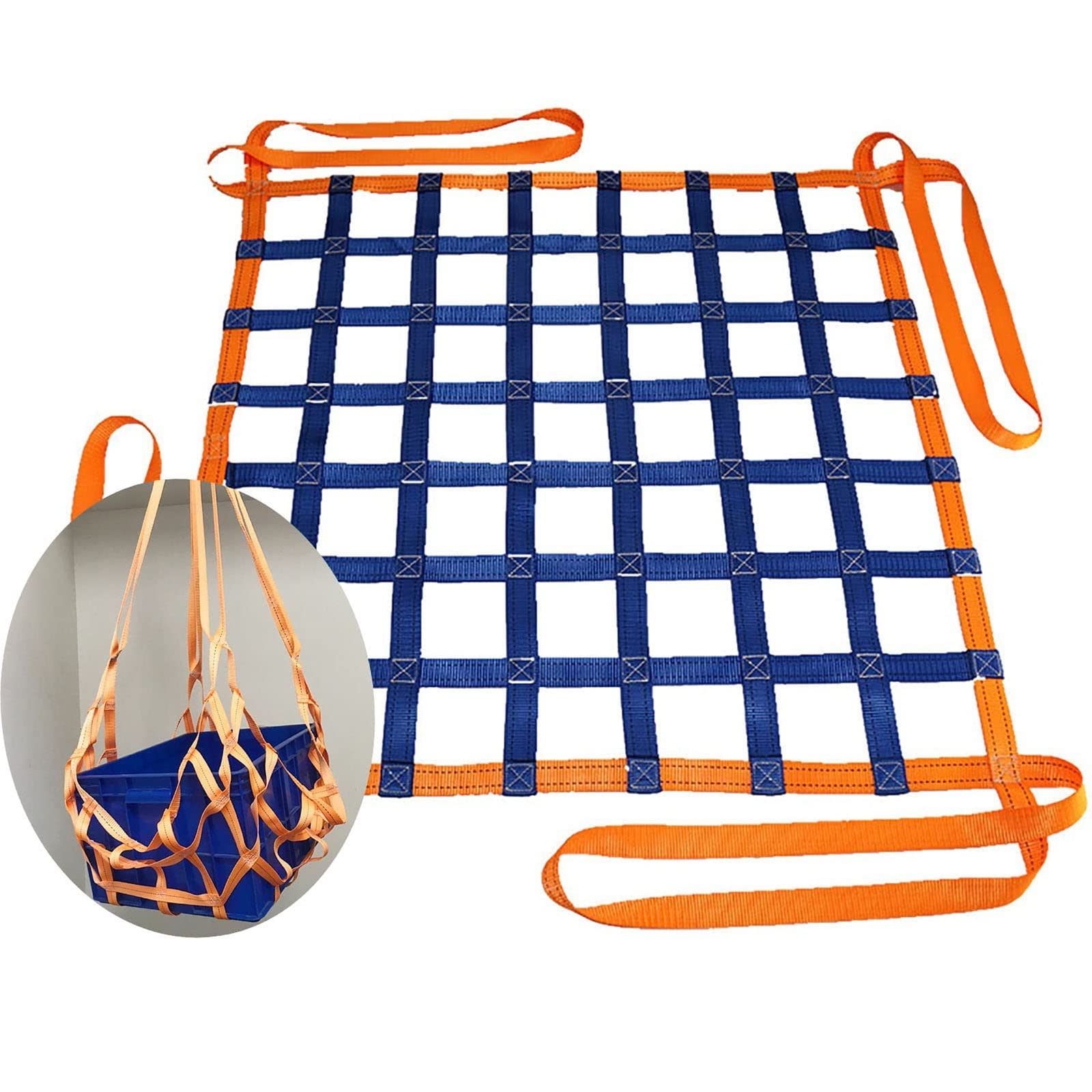 Heavy Duty Lifting Net Straps - Flat Nylon Sling Hoist Net for Loading/Unloading, Dock Cargo Handling, Material Transport | Durable Safety Lifting Equipment for Construction, Warehouse & Shipping Operations