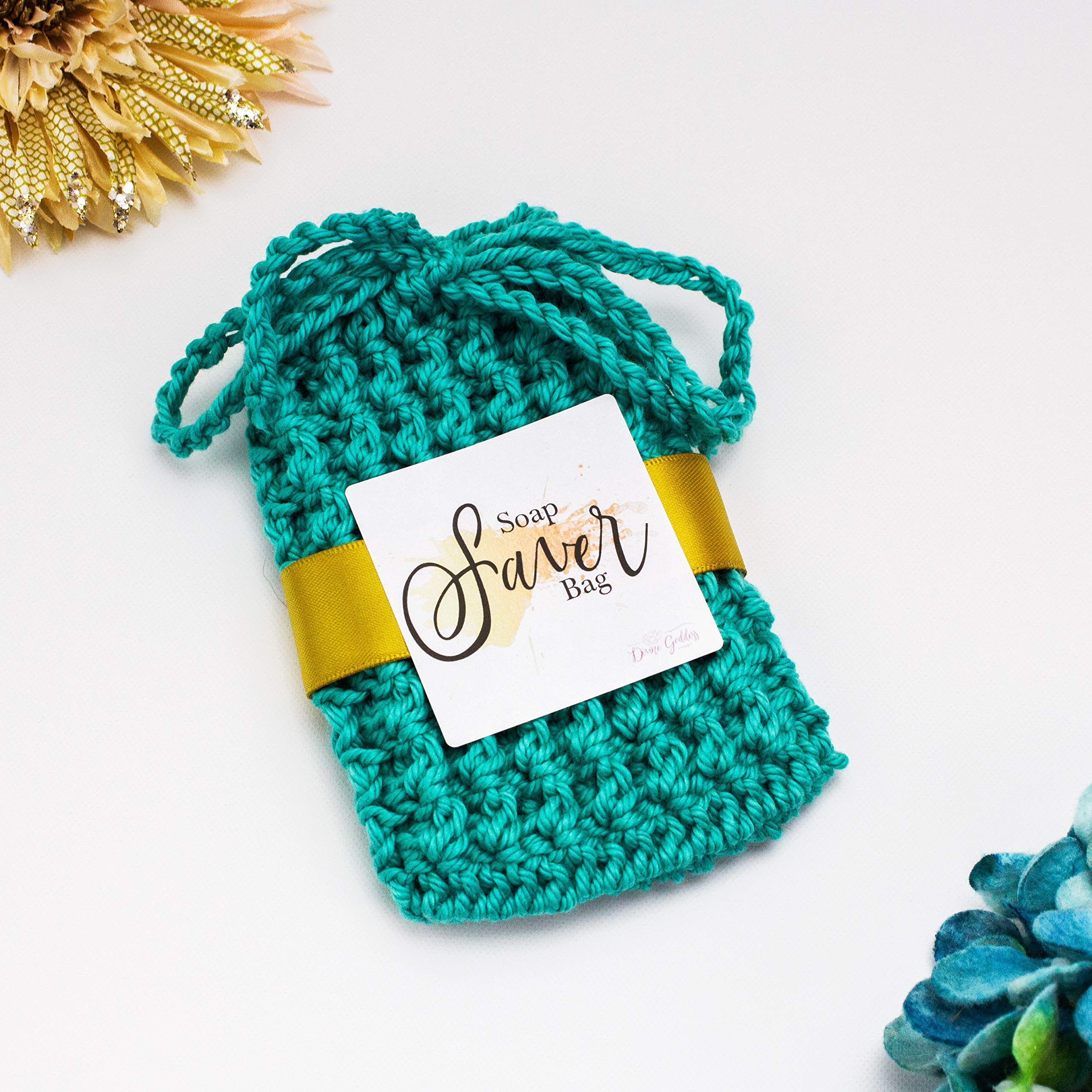 3 Pack Mint Blue Teal Soap Pouches for Bar Soap - Reusable & Machine Washable Cotton Soap Bags with Rope - Fits Full Size Bars - Perfect for Travel, Gym, Camping & Home Bathroom Use