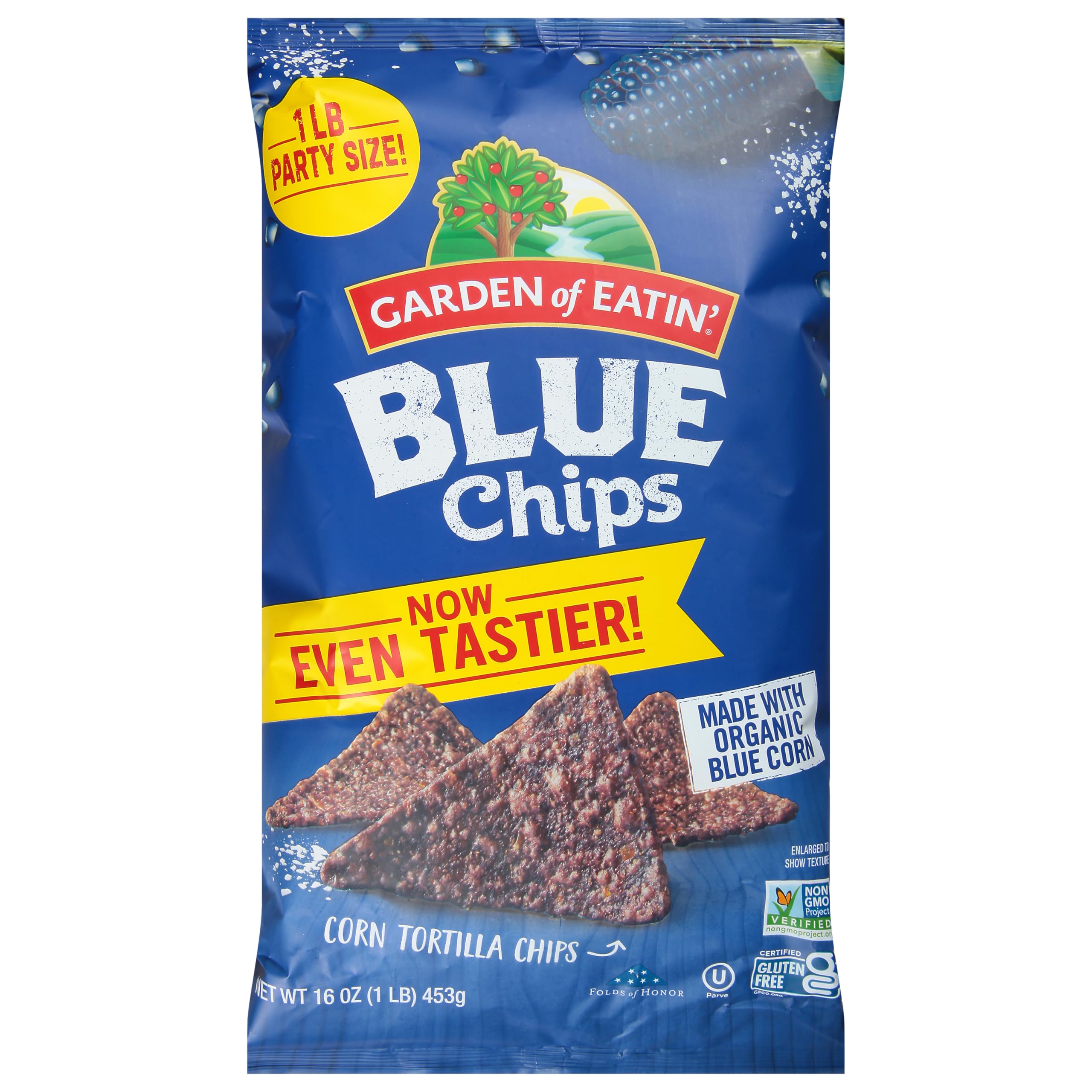 Organic Blue Corn Tortilla Chips by Garden of Eatin' - Gluten-Free, Non-GMO, 1 lb Bag - Perfect for Parties, Snacking & Healthy Diets