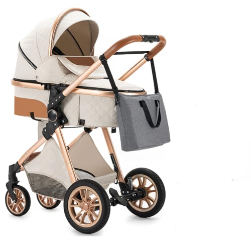 2 in 1 Reversible Baby Stroller - Quick-Fold Portable Infant Pushchair for Newborns & Toddlers (Off White) | Perfect for Travel, Shopping & Outdoor Walks