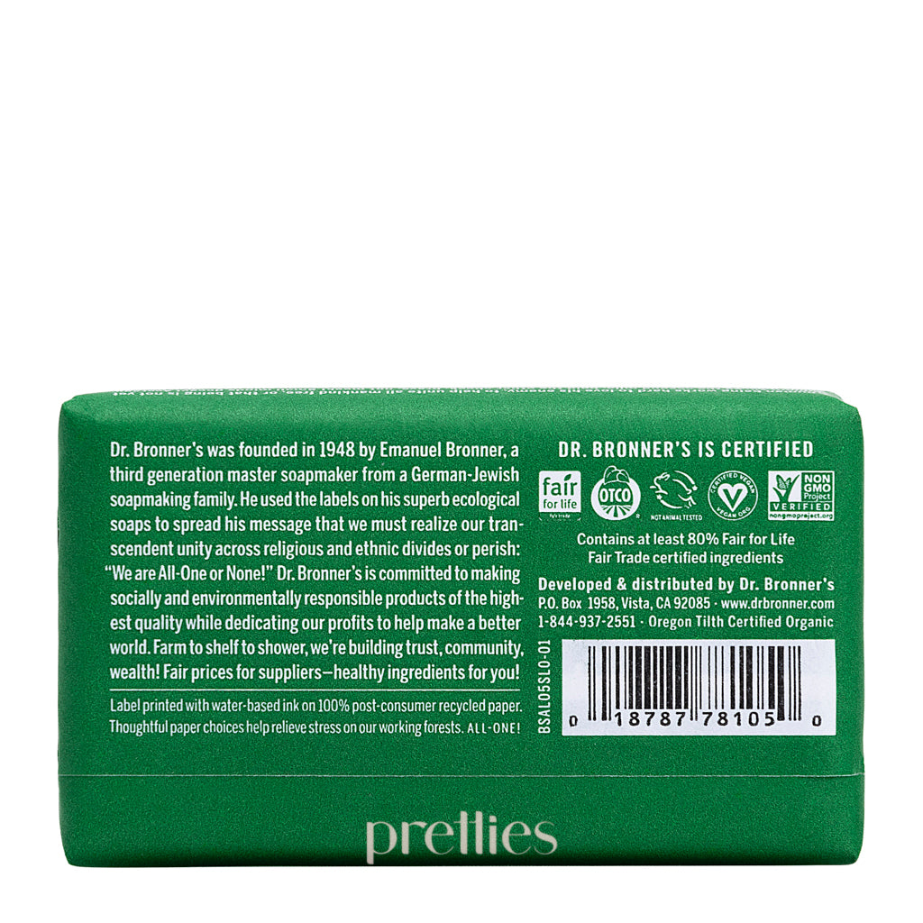 Dr. Bronner's Organic Almond Bar Soap 140g | All-in-One Natural Body Wash, Face & Hand Cleanser | Vegan, Cruelty-Free for Sensitive Skin | Perfect for Daily Shower, Travel & Eco-Friendly Bathroom