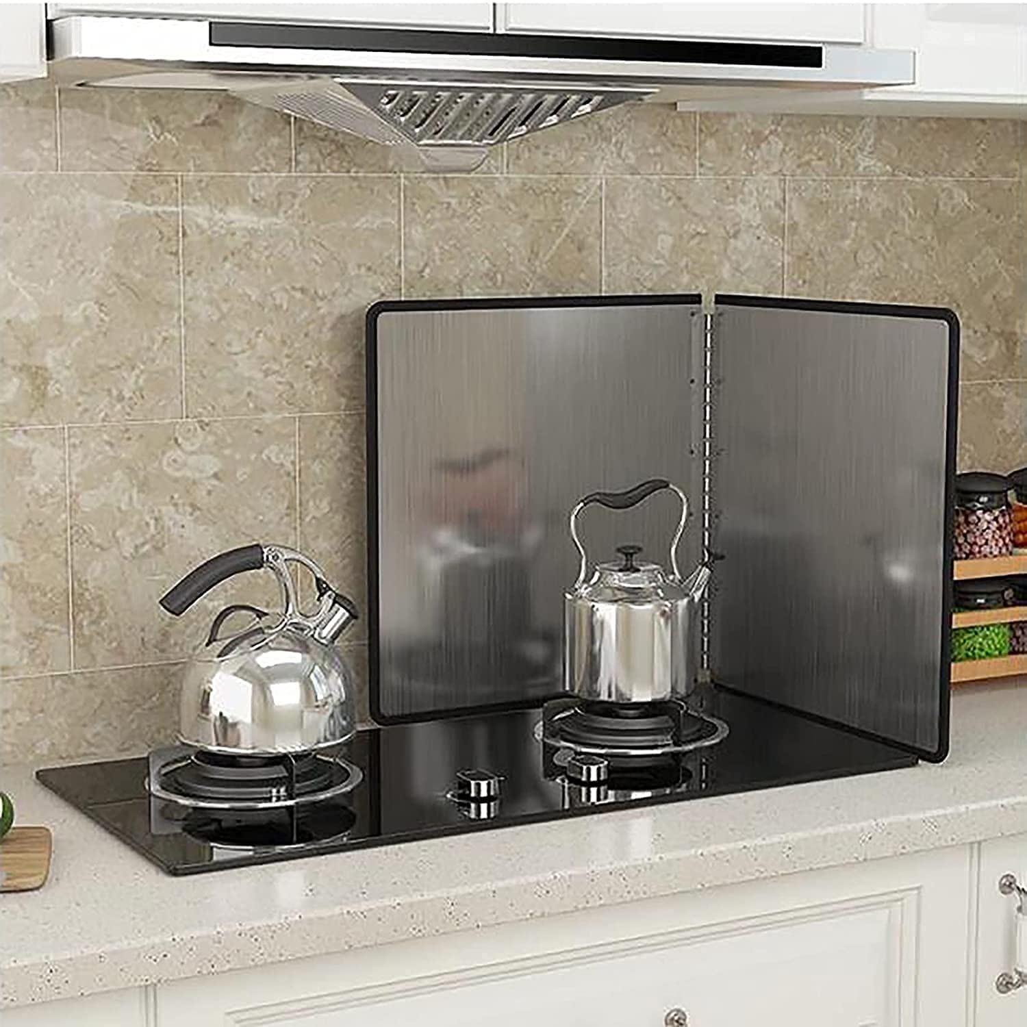 Zheshitech Anti-Splatter Guard Oil Baffle - 55x50cm Kitchen Wall Splash Protector for Frying Pans, Keeps Kitchen Clean, Ideal for Cooking, Frying, and Baking