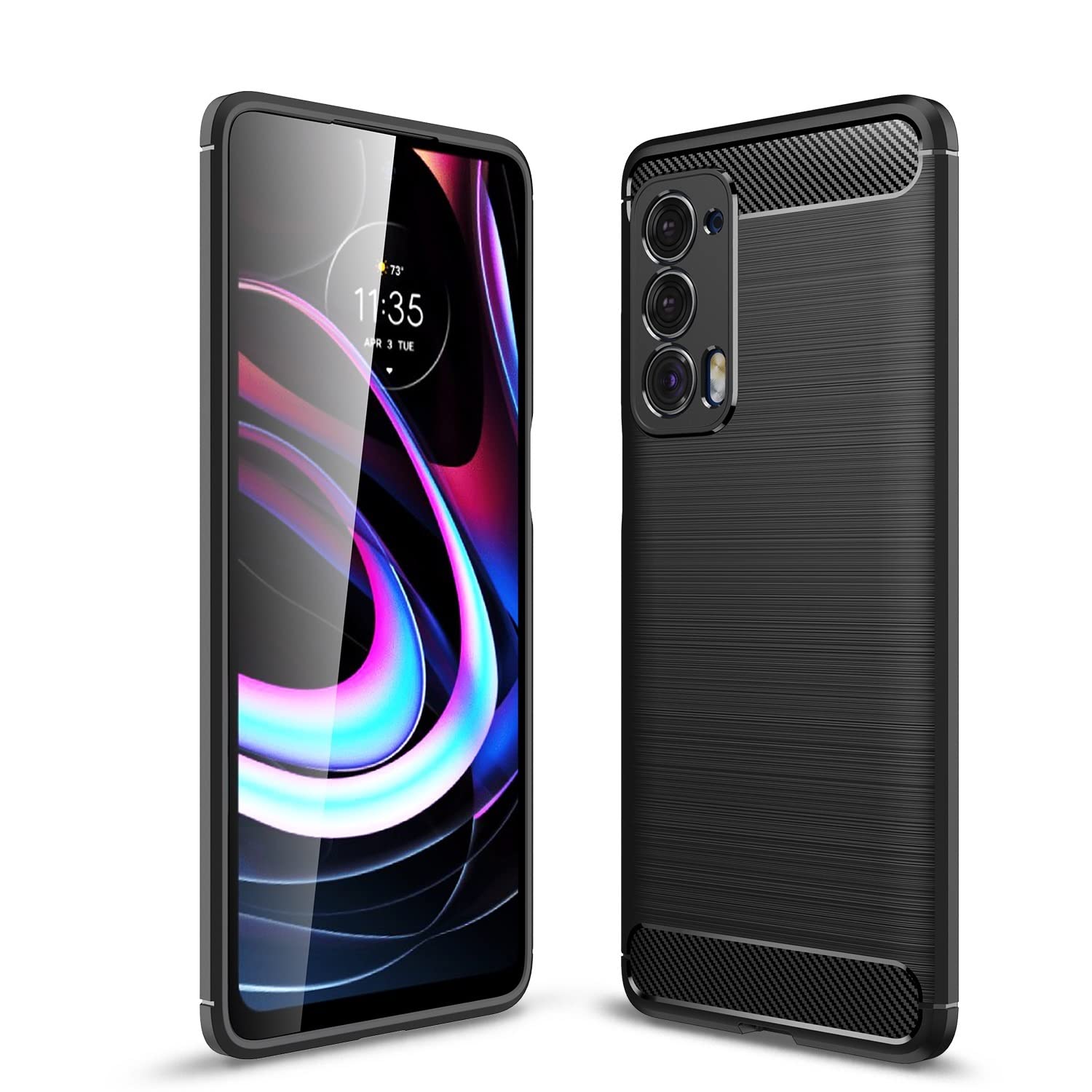 Premium Shockproof Carbon Fiber Case for Motorola Edge 2021 | Slim Protective Cover with Anti-Slip Texture | Perfect for Everyday Use, Travel & Outdoor Activities (Black)