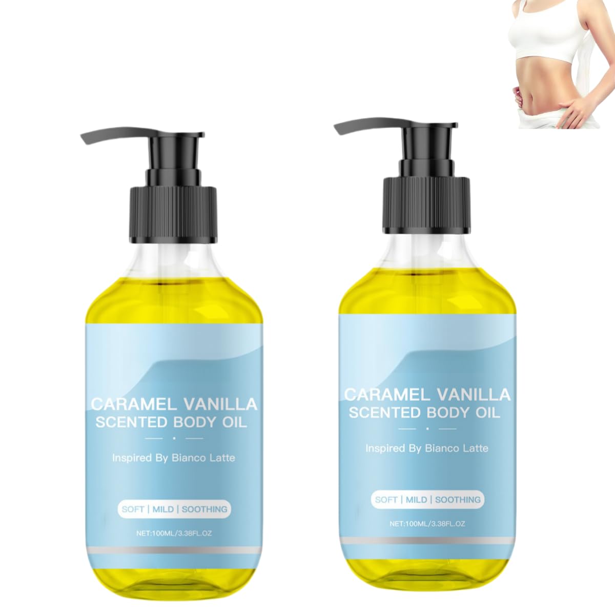 Caramel Vanilla Body Oil - Moisturizing & Aromatherapy Massage Oil for Dry Skin, Relaxing Scent for Spa & Home Use