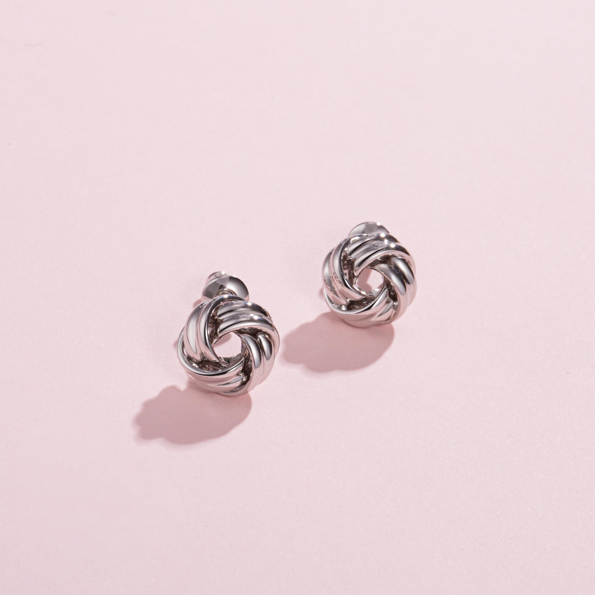 Hypoallergenic 925 Sterling Silver Gold Love Knot Stud Earrings for Women & Girls - Trendy Cute Jewelry Gift for Valentine's Day, Anniversary & Everyday Wear