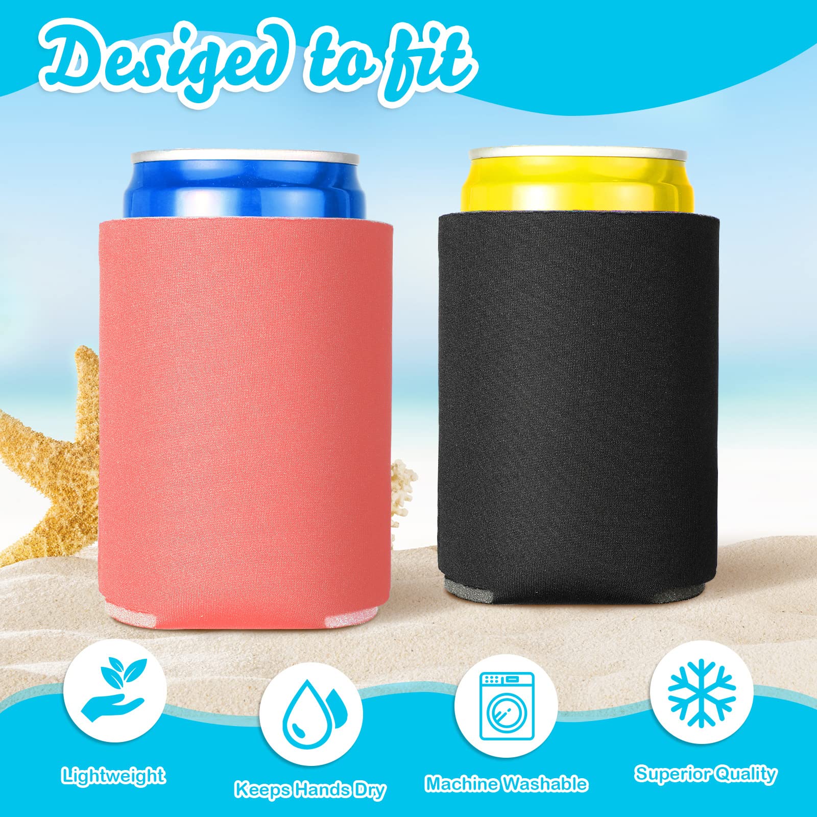 80 Pcs Blank Beer Can Coolers - Collapsible Foam Soda Can Sleeves, Reusable Drink Cooler Covers for Water Bottles, Perfect for Weddings, Bachelorette Parties, BBQ & Outdoor Events