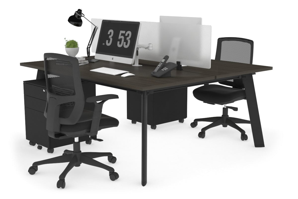 2 Person Workstation with Black Frame - 1200L x 800W Office Desk with Cable Management | Perfect for Home Office, Coworking Spaces & Small Business Teams