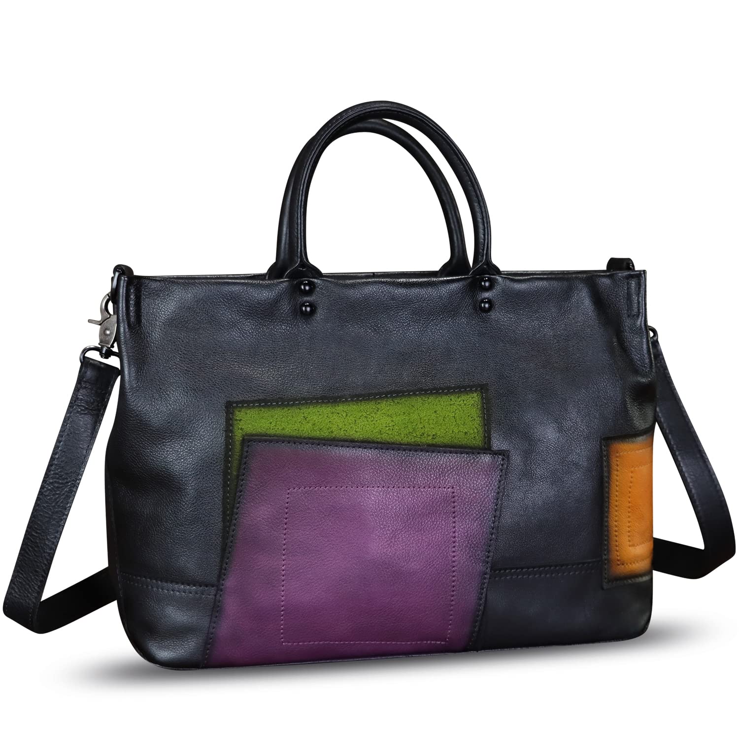 Genuine Leather Satchel for Women - Handmade Leather Work Tote Bag with Top Handle & Crossbody Strap - Stylish Handbag Purse for Office, Travel & Everyday Use