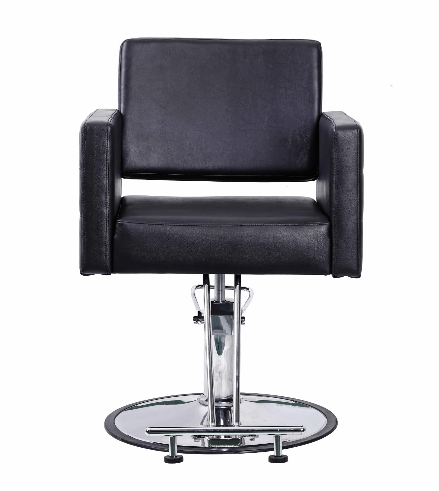 Professional Black Hydraulic Barber Chair - Adjustable Salon Styling Chair with Round Base for Hair Cutting, Beauty & Spa Services | Perfect for Barbershops, Salons & Home Styling Stations