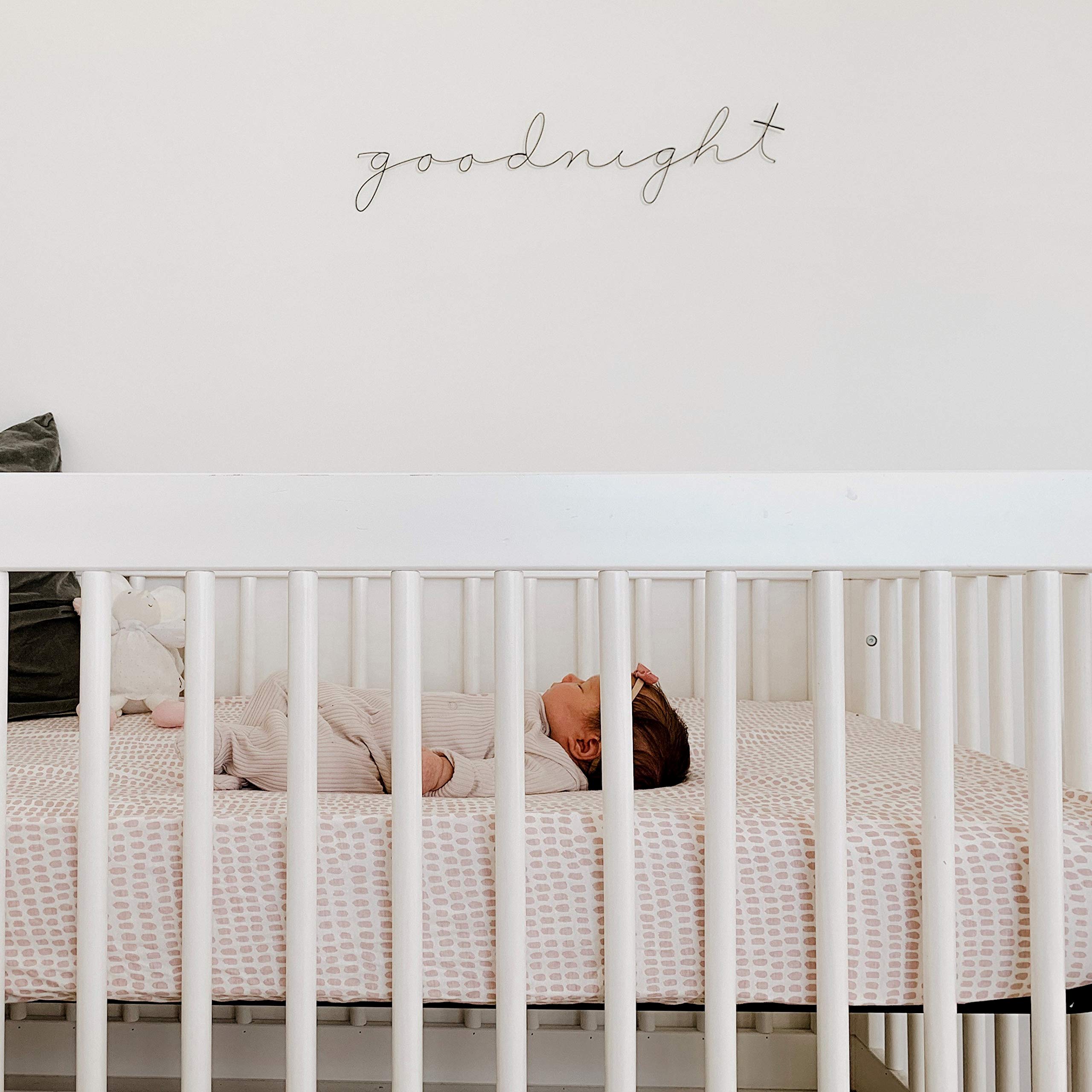 Ely's & Co. Waterproof Crib Sheet for Baby Girls - Soft Toddler Bed Sheet with Mauve Pink Splash & Stripes Design | No Need for Mattress Pad Cover | Perfect for Nursery, Daycare & Travel