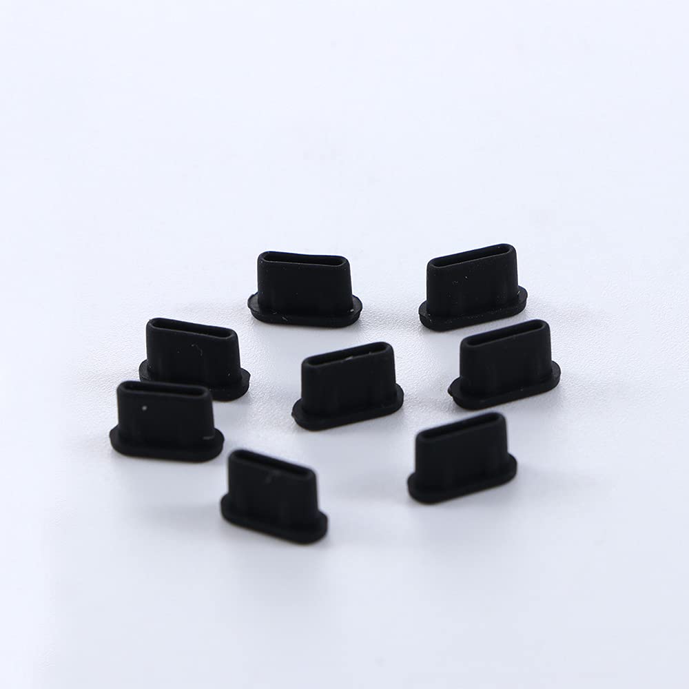 10 Pack Black Silicone USB-C Dust Plugs - Type-C Charging Port Protector (0.39x0.24x0.16 Inch) - Keep Your Phone, Tablet & Laptop Ports Clean | Perfect for Travel, Work & Daily Use
