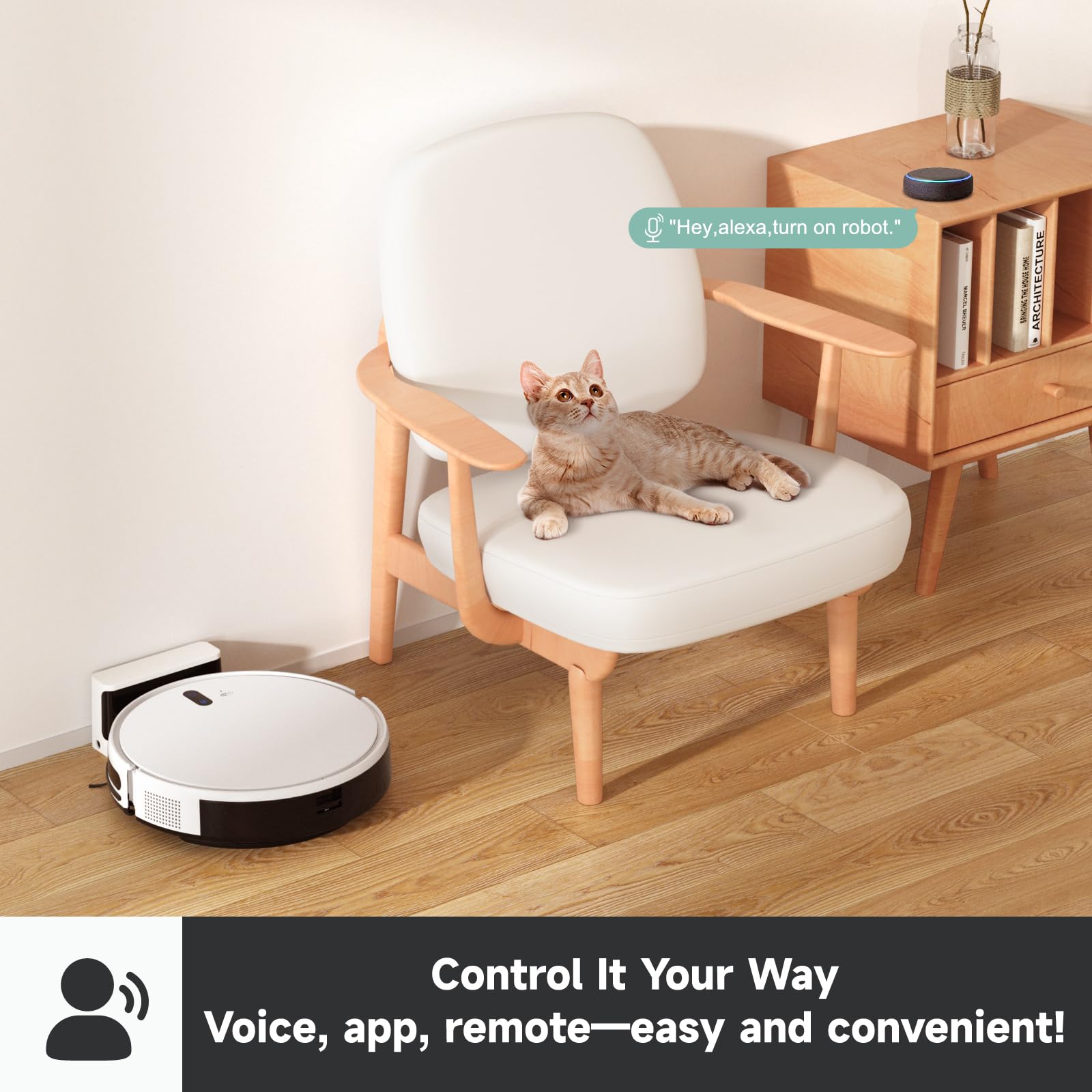 L200s Robot Vacuum Cleaner and Mop Combo - 2600mAh Powerful Suction, Auto Dust Collection, Smart Touchless Cleaning - Perfect for Hardwood Floors & Pet Hair Removal (White)