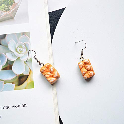 6 Pairs Handmade Croissant & Baguette Drop Earrings - French Bread Toast Dangle Earrings Set - Cute Unique Simulation Food Jewelry for Women - Perfect for Foodie Fashion, Costume Parties & Gift Giving